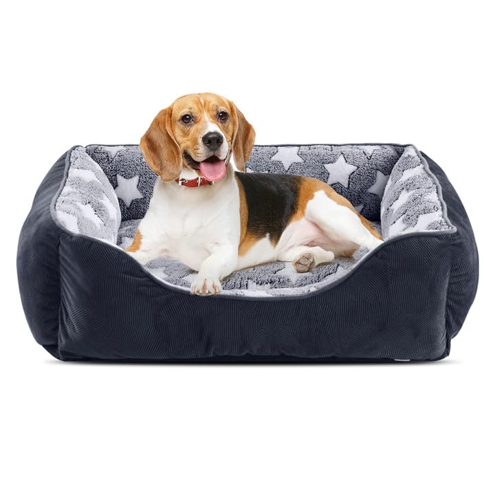 Cospaws Cosy Washable Pet Bed – Super Soft Grey Rectangle Cushion (64x53cm)