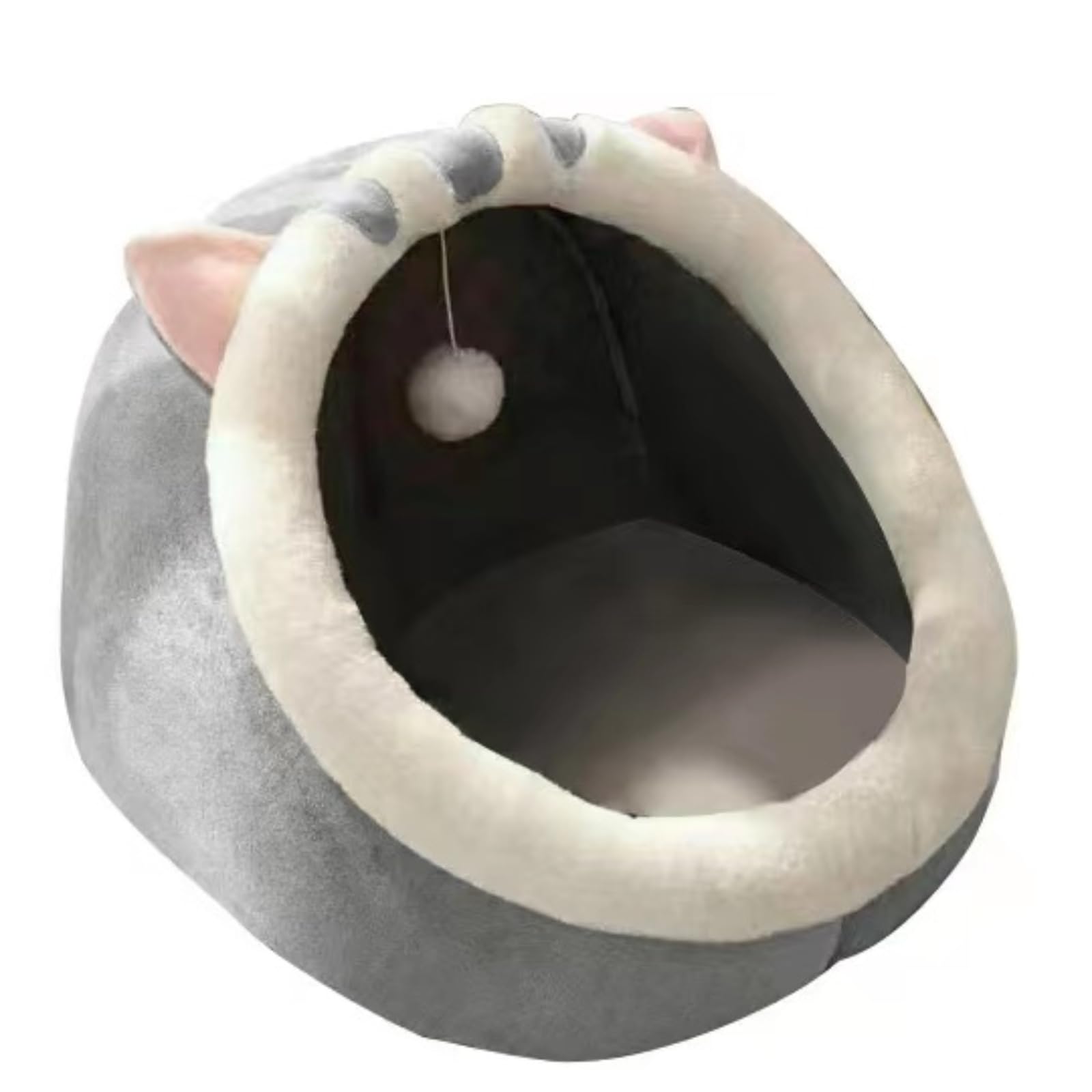 Cospaws Cute Washable Cat Cave – Soft Grey Plush House for Indoor Cats (40x40cm)