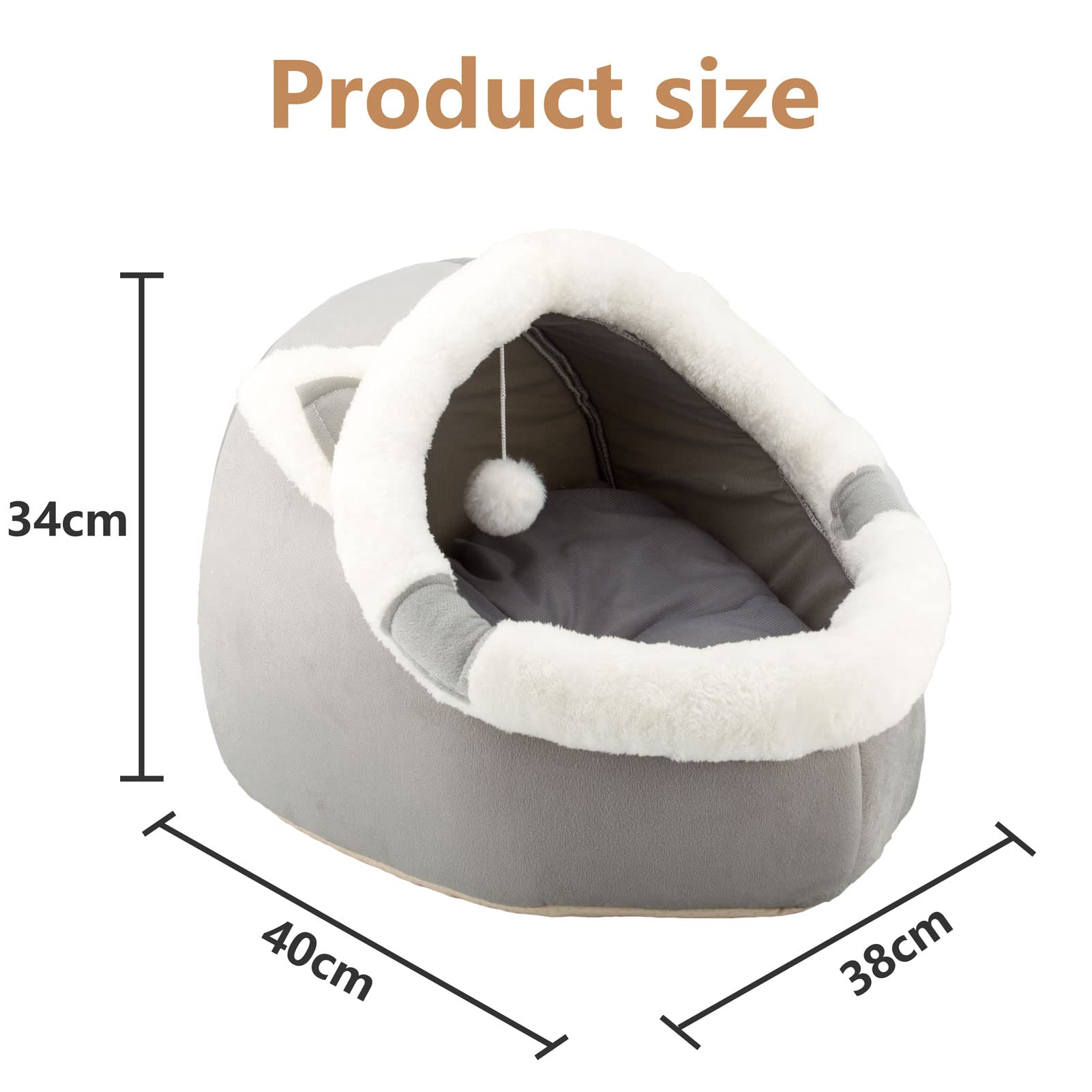 Cospaws Washable Cat Cave Bed – Soft Calming Pet Tent with Removable Pillow (40cm)