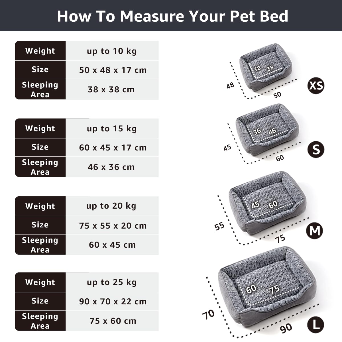 Cospaws Washable Small Dog Sofa Bed – Soft Plush Grey Anti-Anxiety Mat (60x45cm)