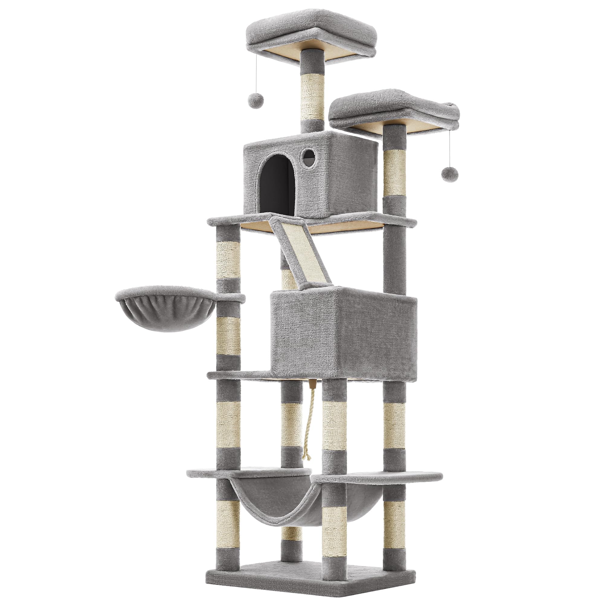 Cospaws 206cm Large Cat Tree – Multi-Level Tower Condo with 14 Scratching Zones