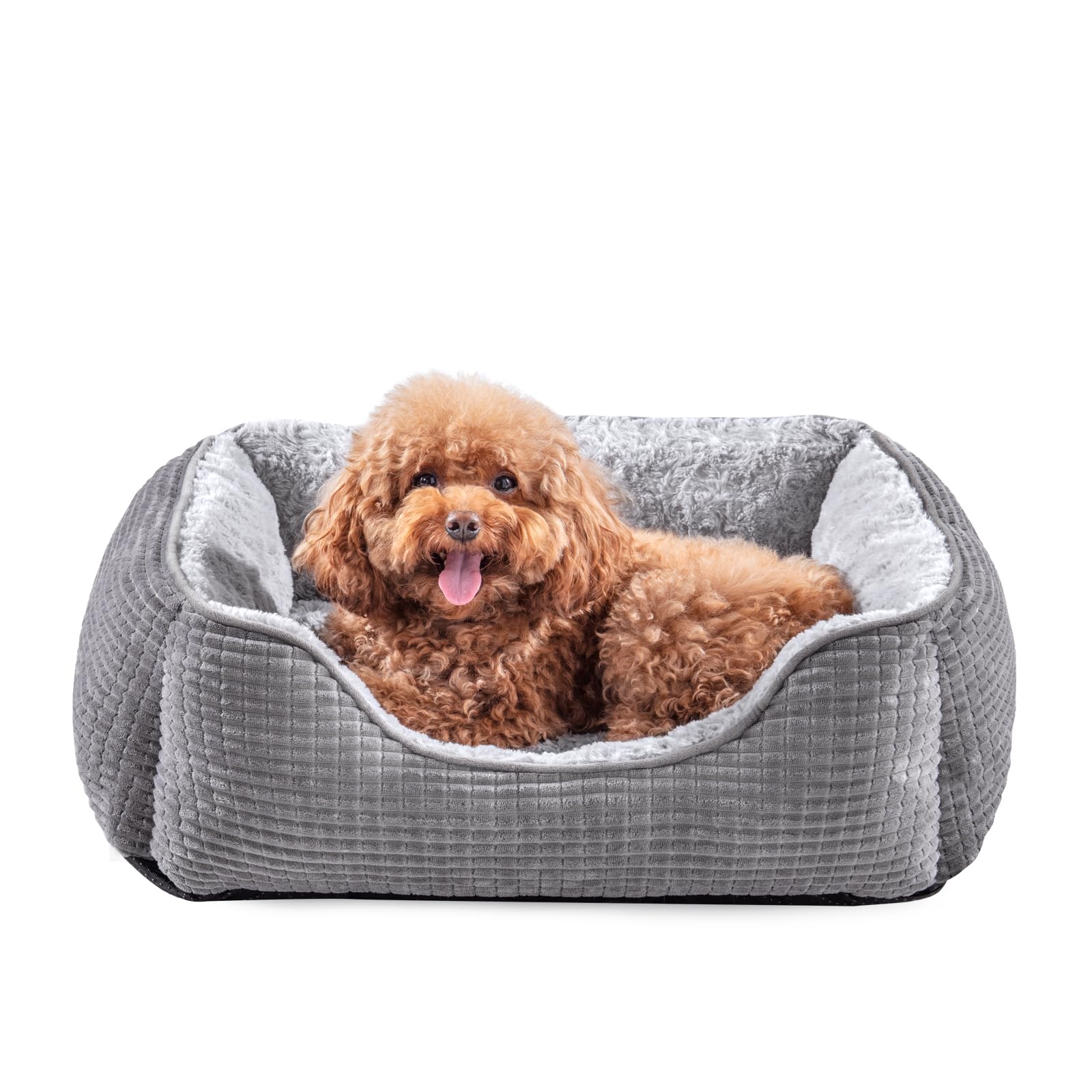 Cospaws Washable Orthopedic Dog Bed – Raised Rim, Soft Rose Velvet, 63x53cm