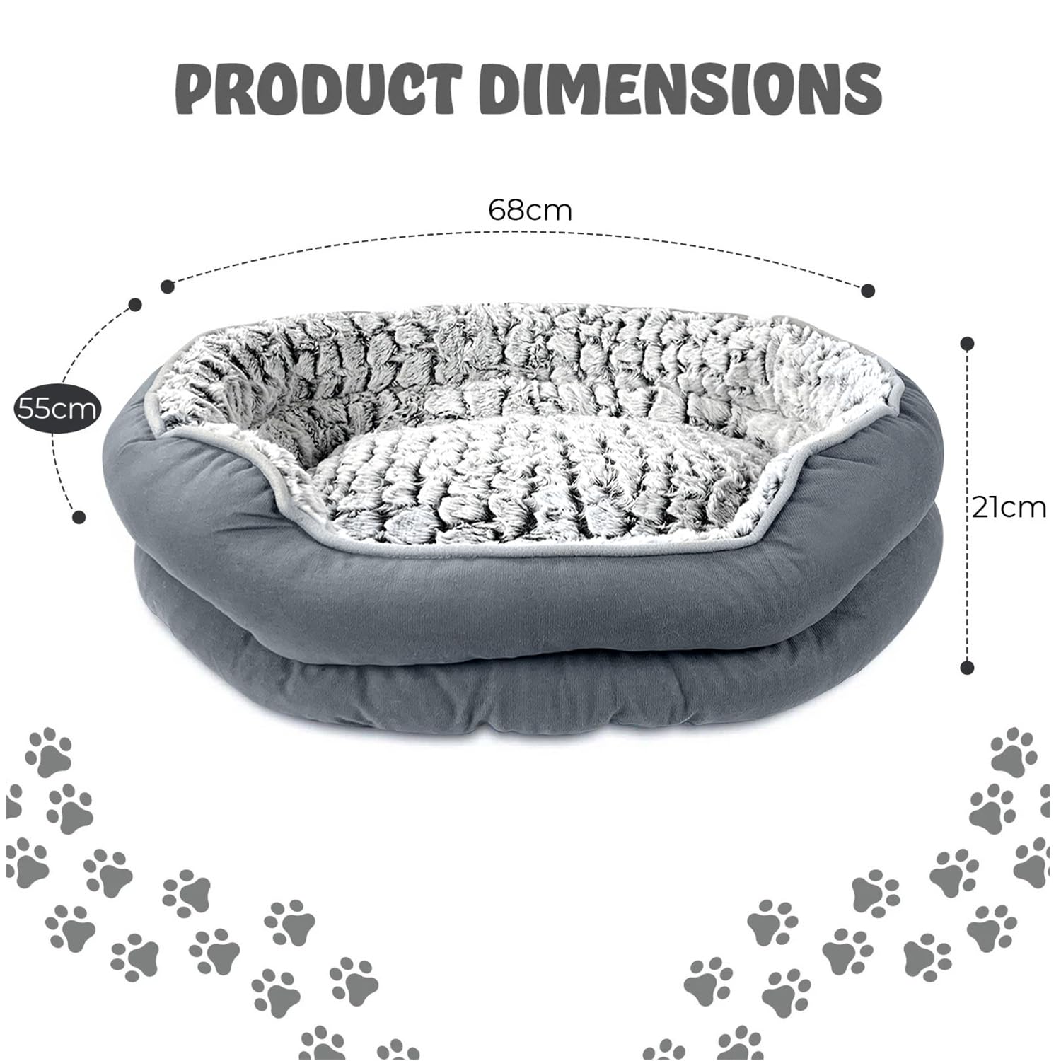 Cospaws Fluffy Calming Donut Bed – Washable Plush Anti-Anxiety Cushion (Medium)