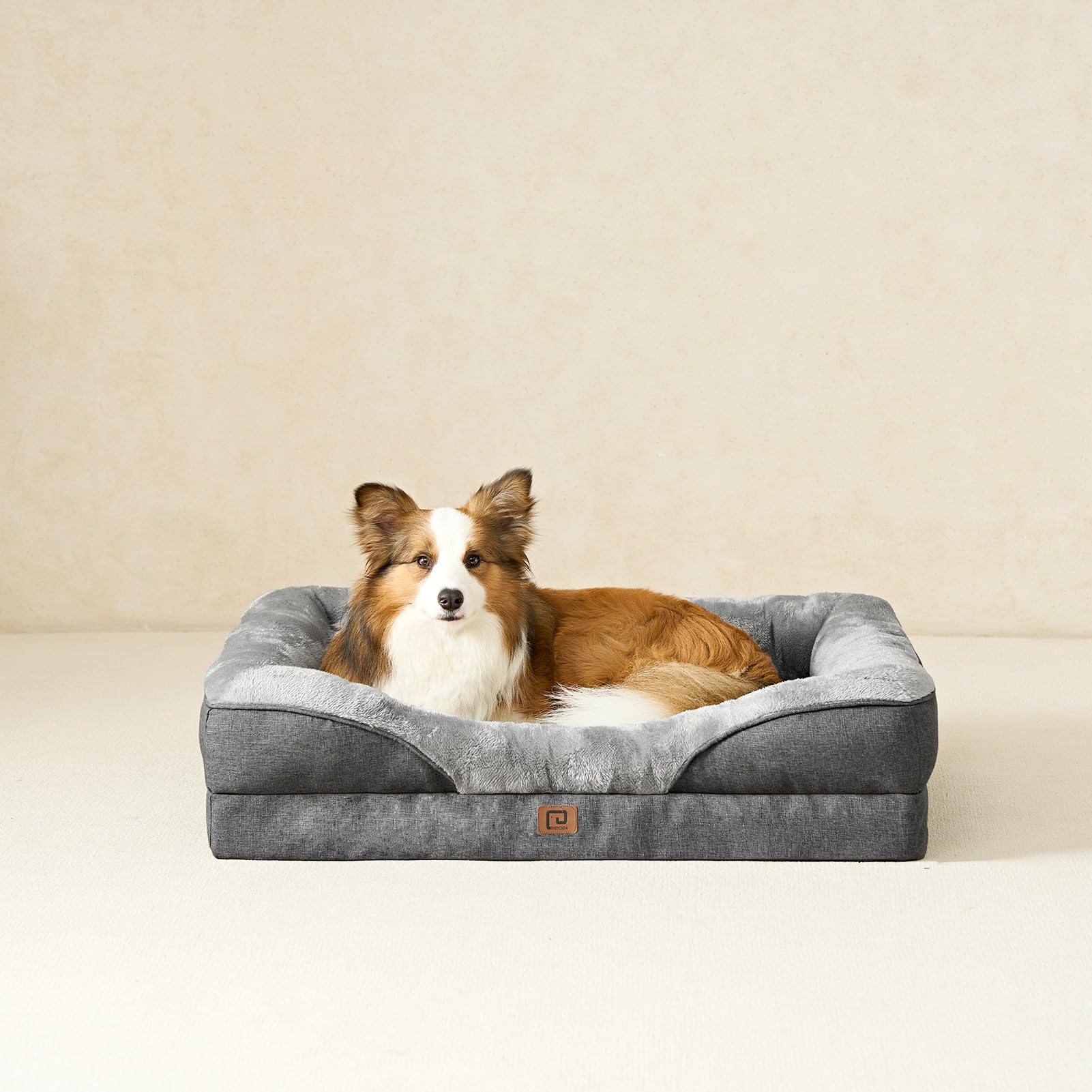 Cospaws Large Memory Foam Orthopedic Dog Sofa – Washable Dark Grey Bed (91x68cm)
