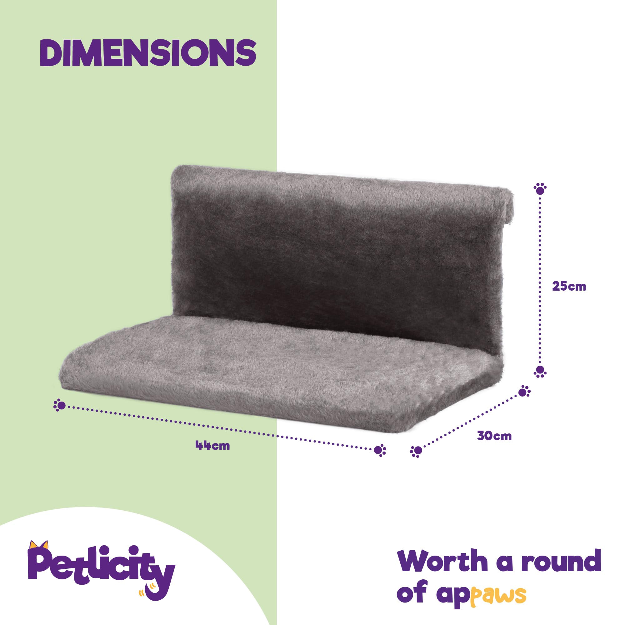 Cospaws Washable Radiator Cat Bed – Warm Grey Fleece Hammock (46x30x25cm)