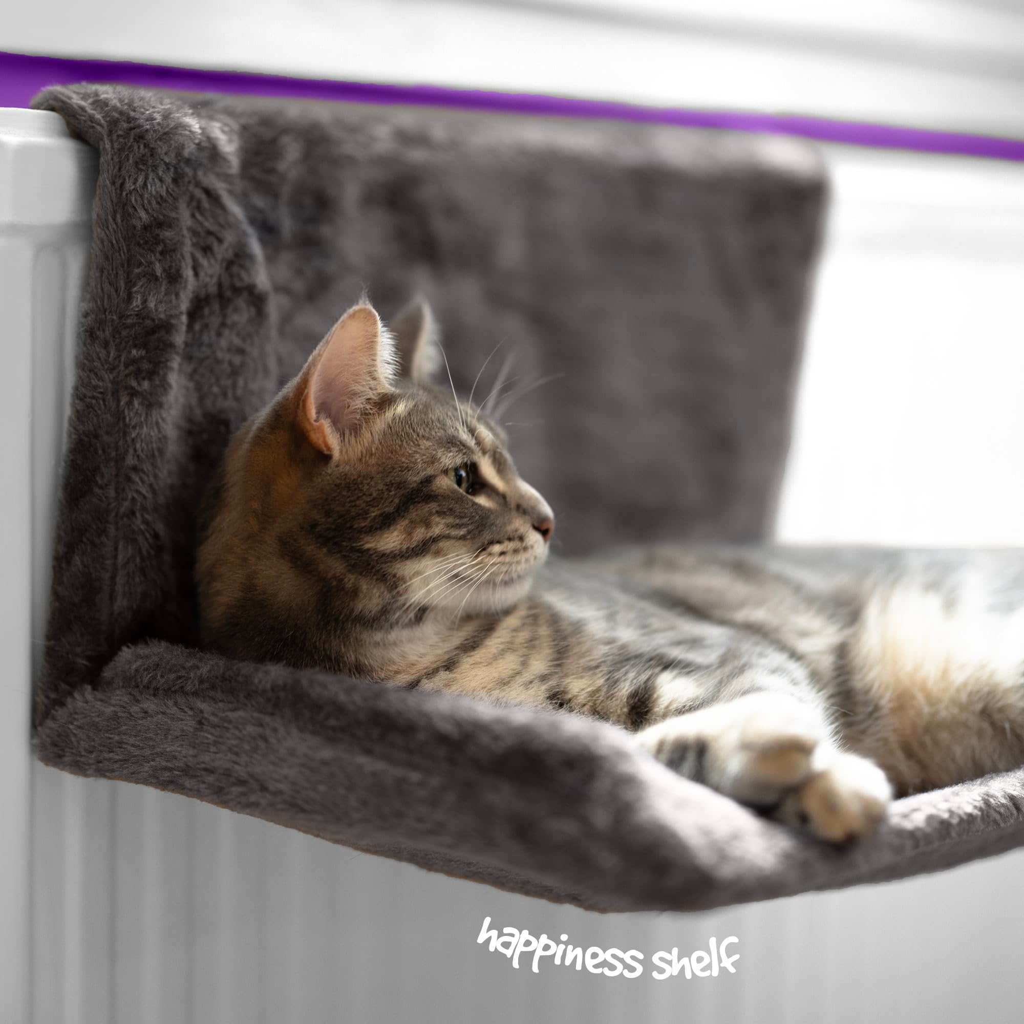 Cospaws Washable Radiator Cat Bed – Warm Grey Fleece Hammock (46x30x25cm)