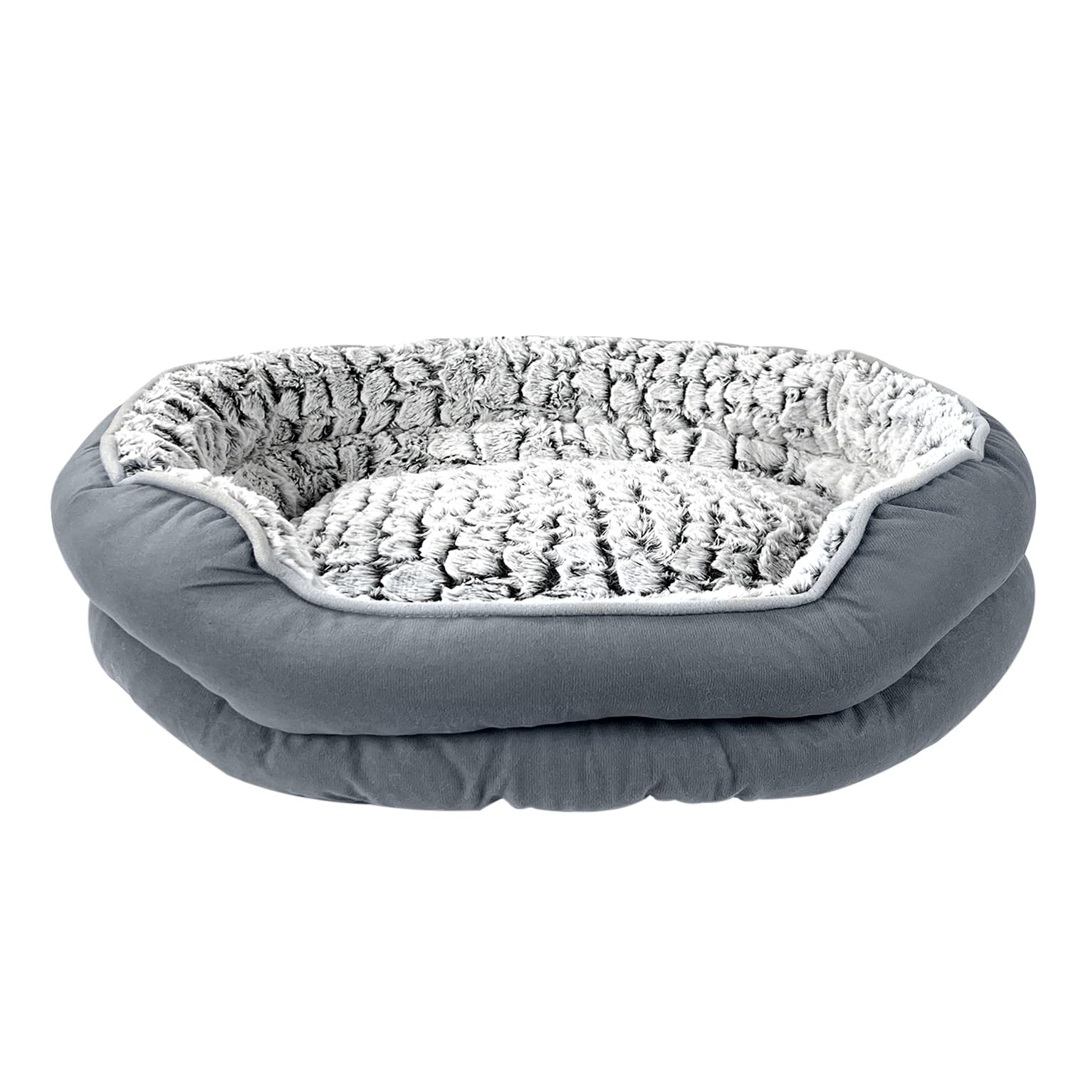 Cospaws Fluffy Calming Donut Bed – Washable Plush Anti-Anxiety Cushion (Medium)
