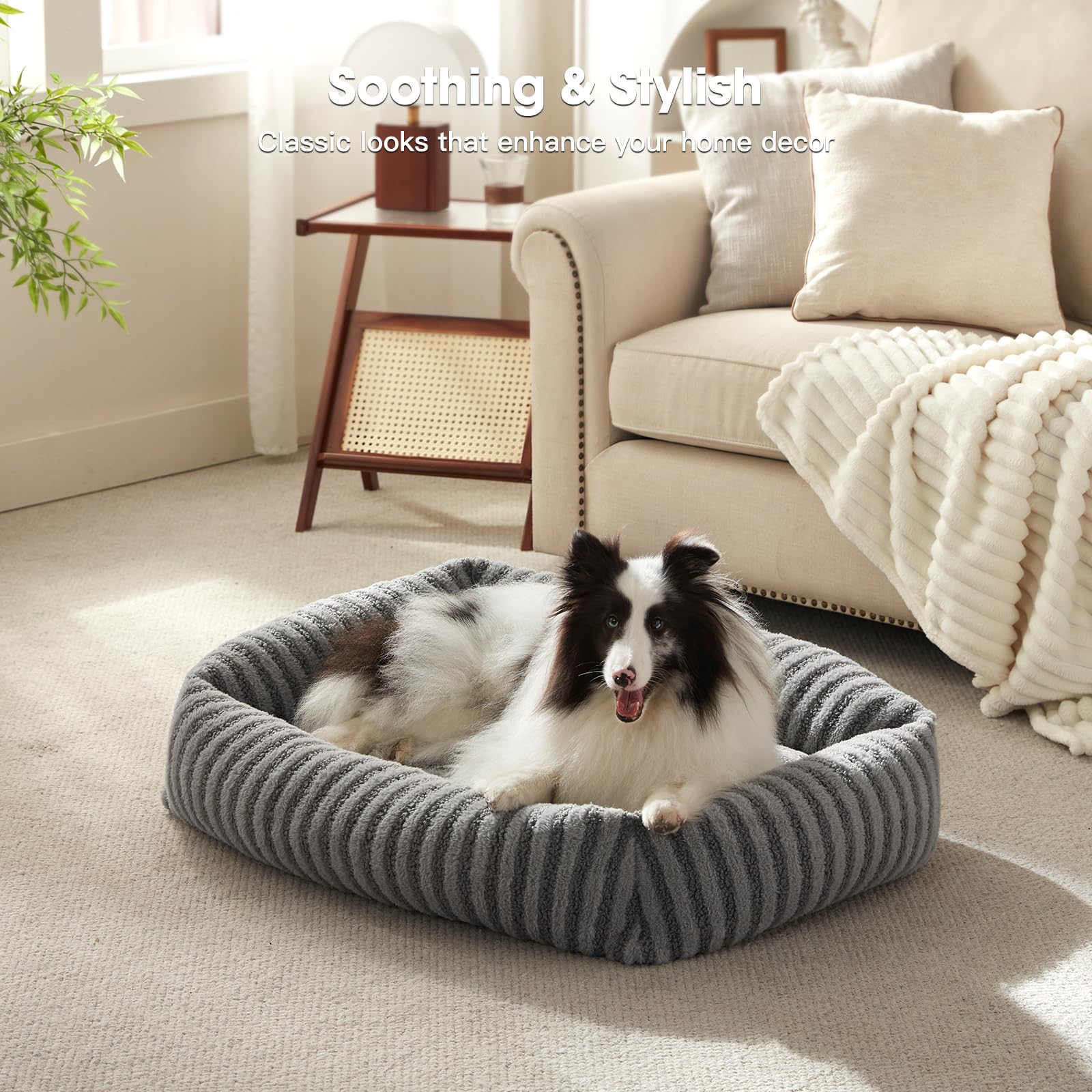 Cospaws Orthopedic Dog Sofa – Washable Teddy Plush with Memory Foam (63x53cm)