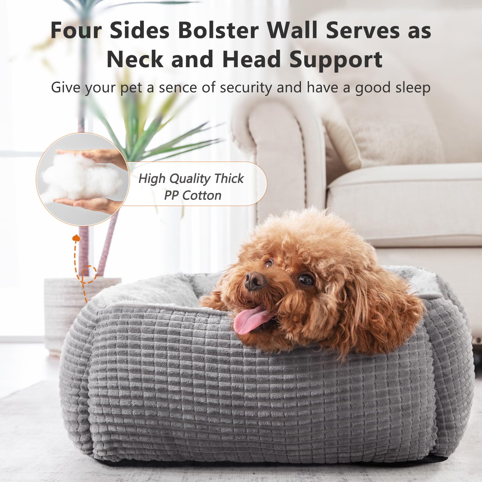Cospaws Washable Orthopedic Dog Bed – Raised Rim, Soft Rose Velvet, 63x53cm