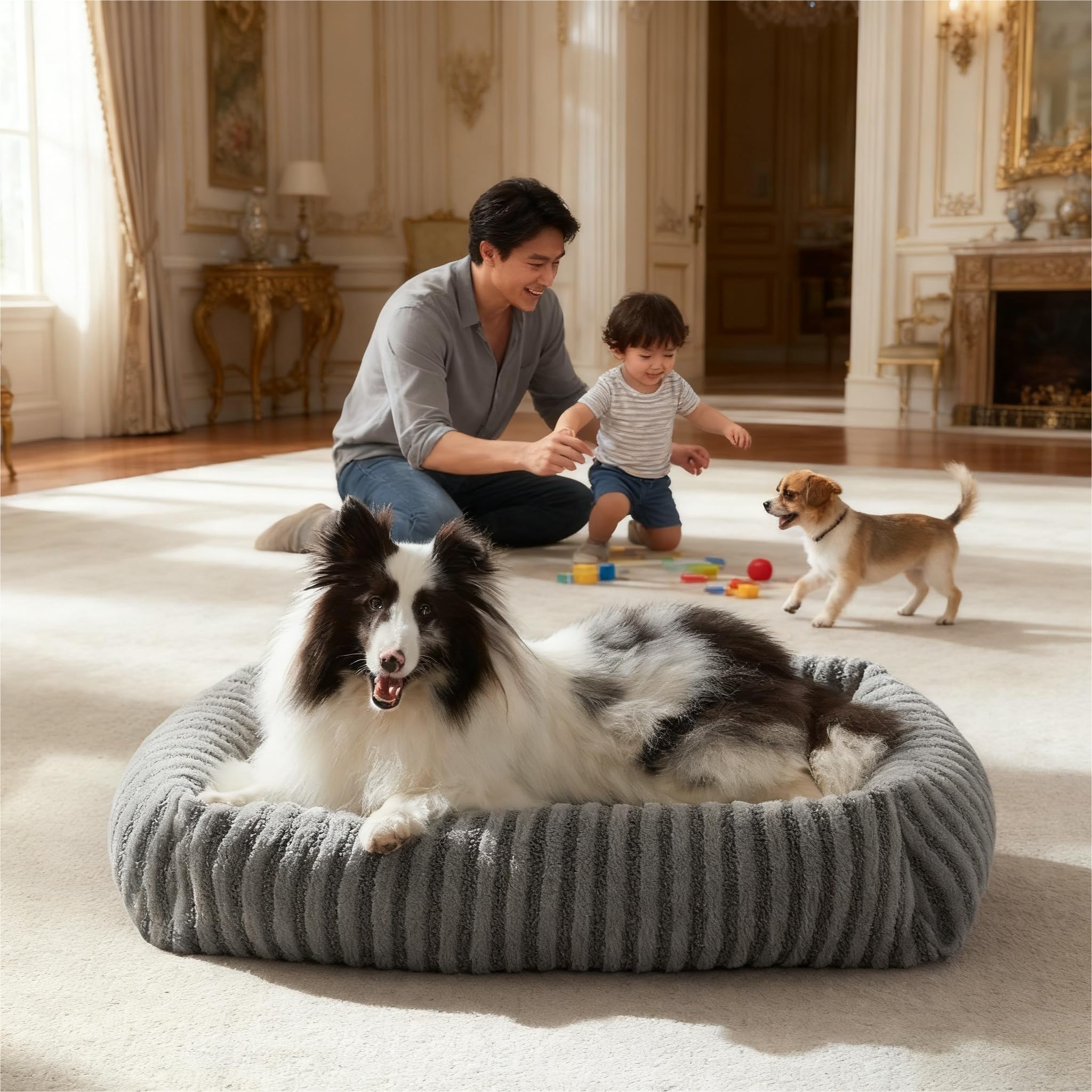 Cospaws Orthopedic Dog Sofa – Washable Teddy Plush with Memory Foam (63x53cm)