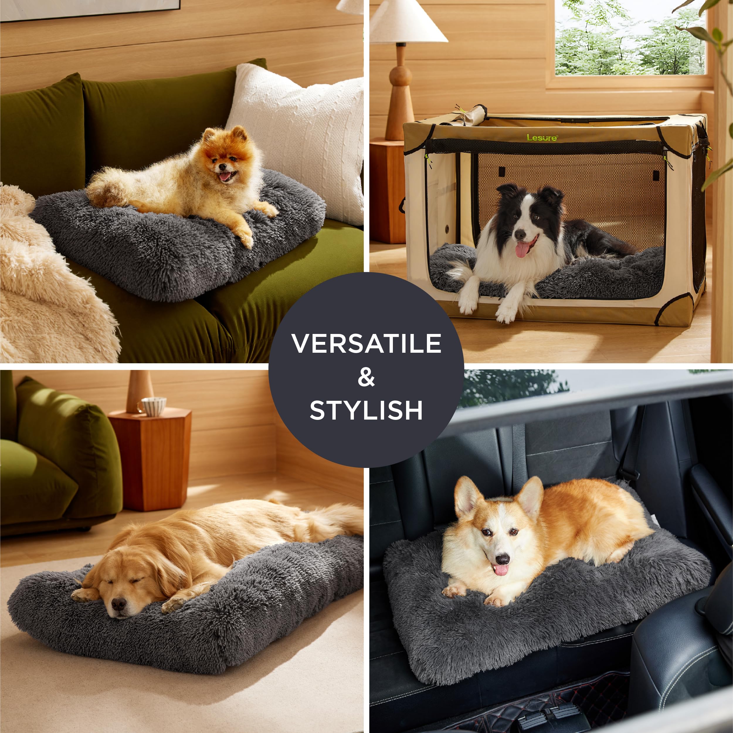 Cospaws XL Washable Crate Mattress – Fluffy Anti-Anxiety Cushion (104x69cm)