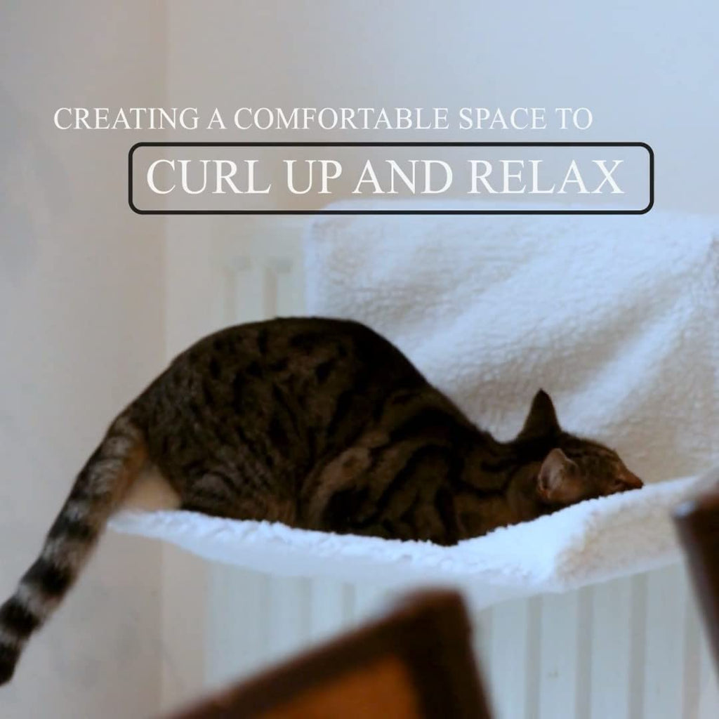 Cospaws Washable Radiator Cat Bed – Soft White Fleece Hammock (44x29x23cm)