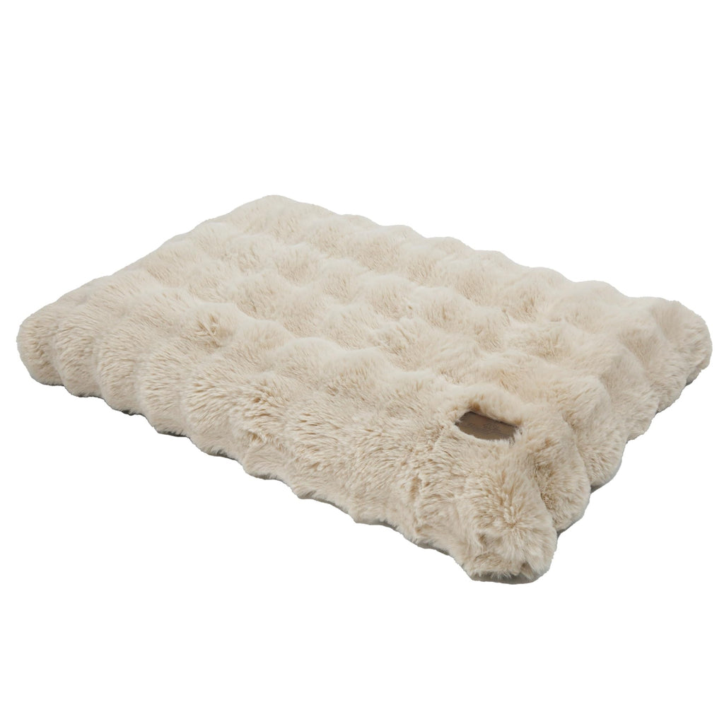 Cospaws Washable Pet Crate Mat – Fluffy Beige Cushion with Water-Resistant Cover
