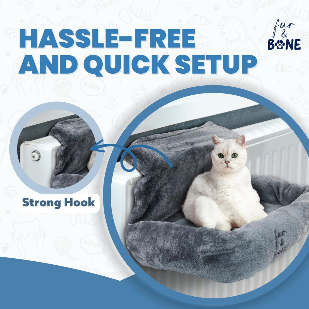 Cospaws Washable Radiator Cat Hammock – Warm Fleece Hanging Bed (50x43x26cm)