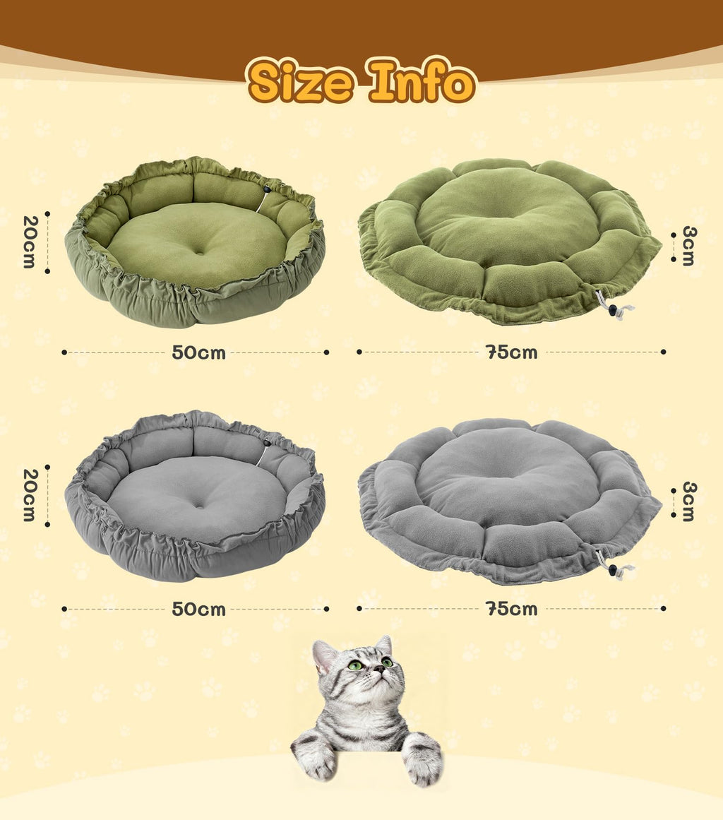 Cospaws Calming Pet Donut Bed – Soft Fluffy Reversible Design (50x50cm)