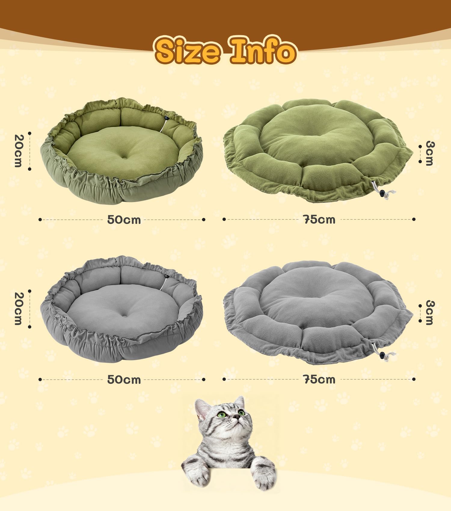 Cospaws Calming Pet Donut Bed – Soft Fluffy Reversible Design (50x50cm)