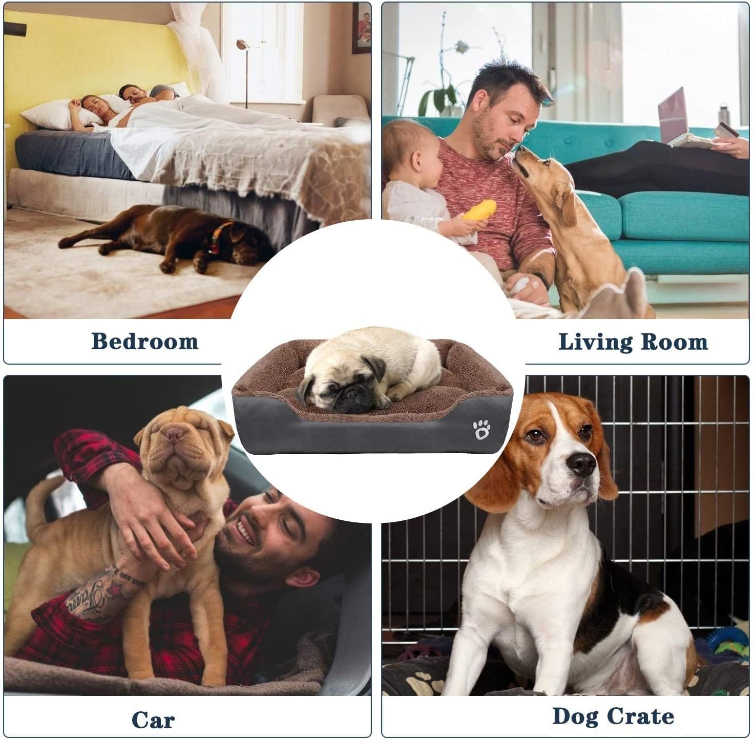 Cospaws Fluffy Anti-Anxiety Pet Bed – Washable Warm Grey Mat with Non-Slip Base