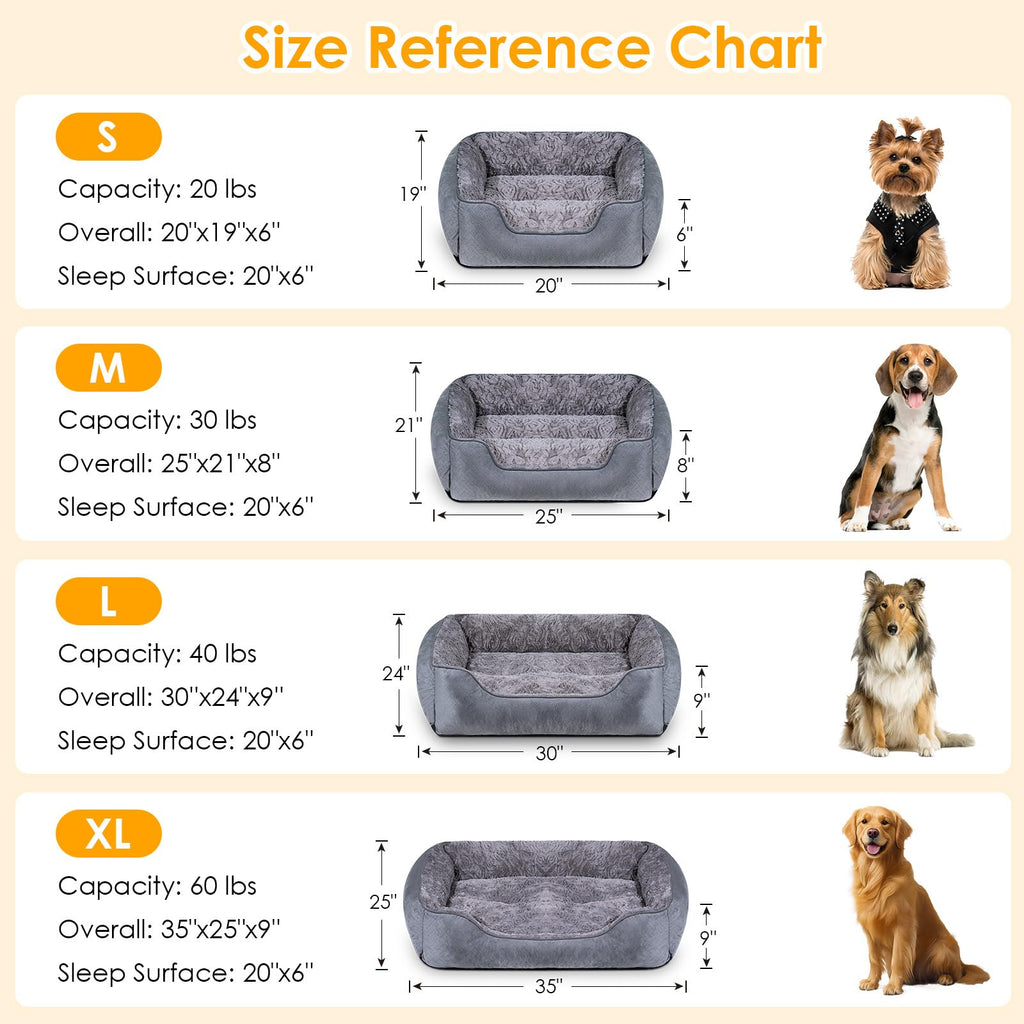 Cospaws Washable Pet Bed – Super Soft Grey Anti-Anxiety Cushion with Anti-Slip Base
