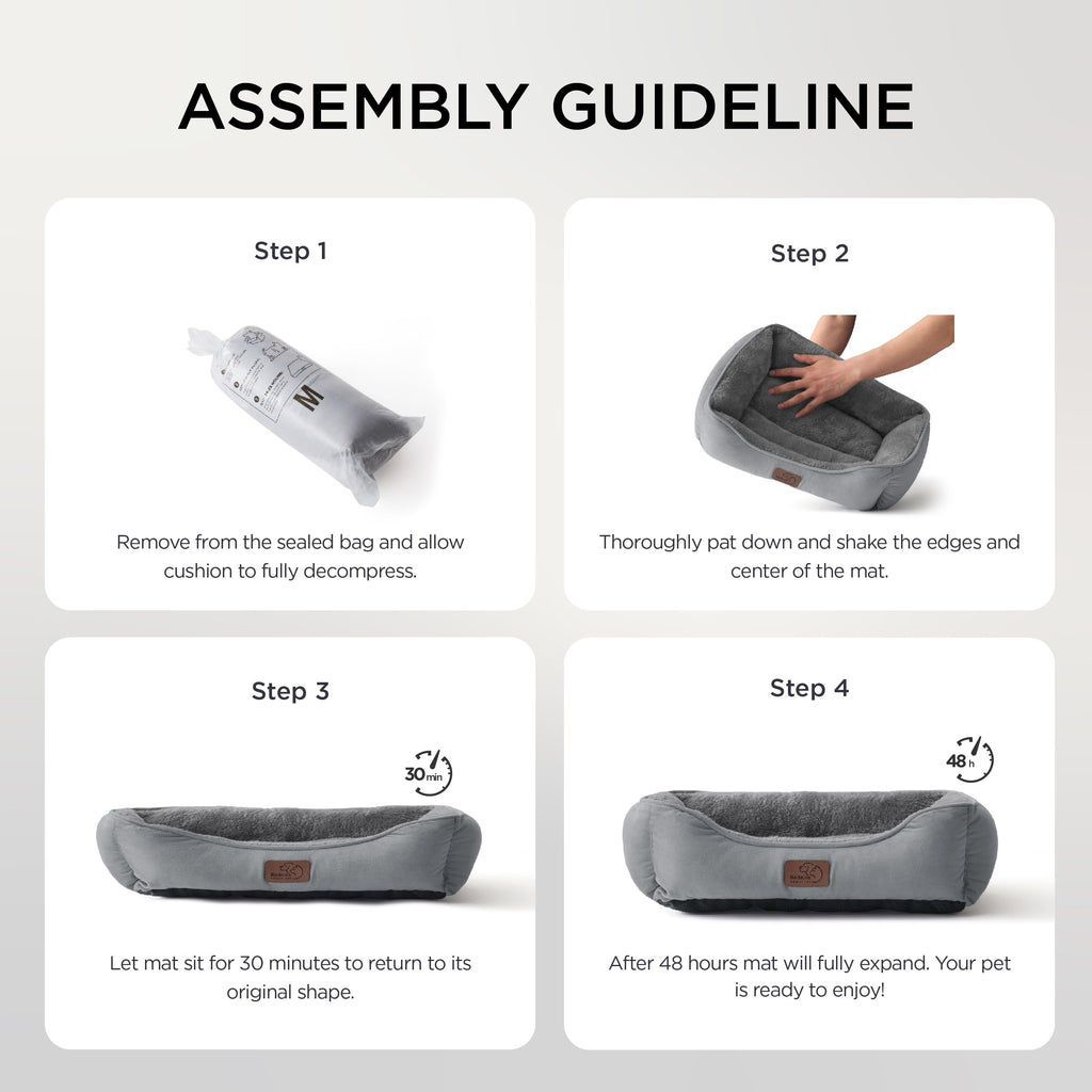 Cospaws Washable Pet Bed – Soft Grey Sherpa Bolster Cushion (51x41cm)