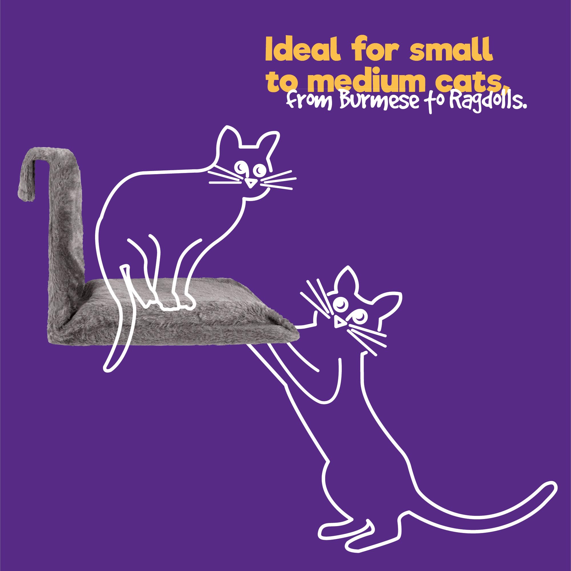 Cospaws Washable Radiator Cat Bed – Warm Grey Fleece Hammock (46x30x25cm)