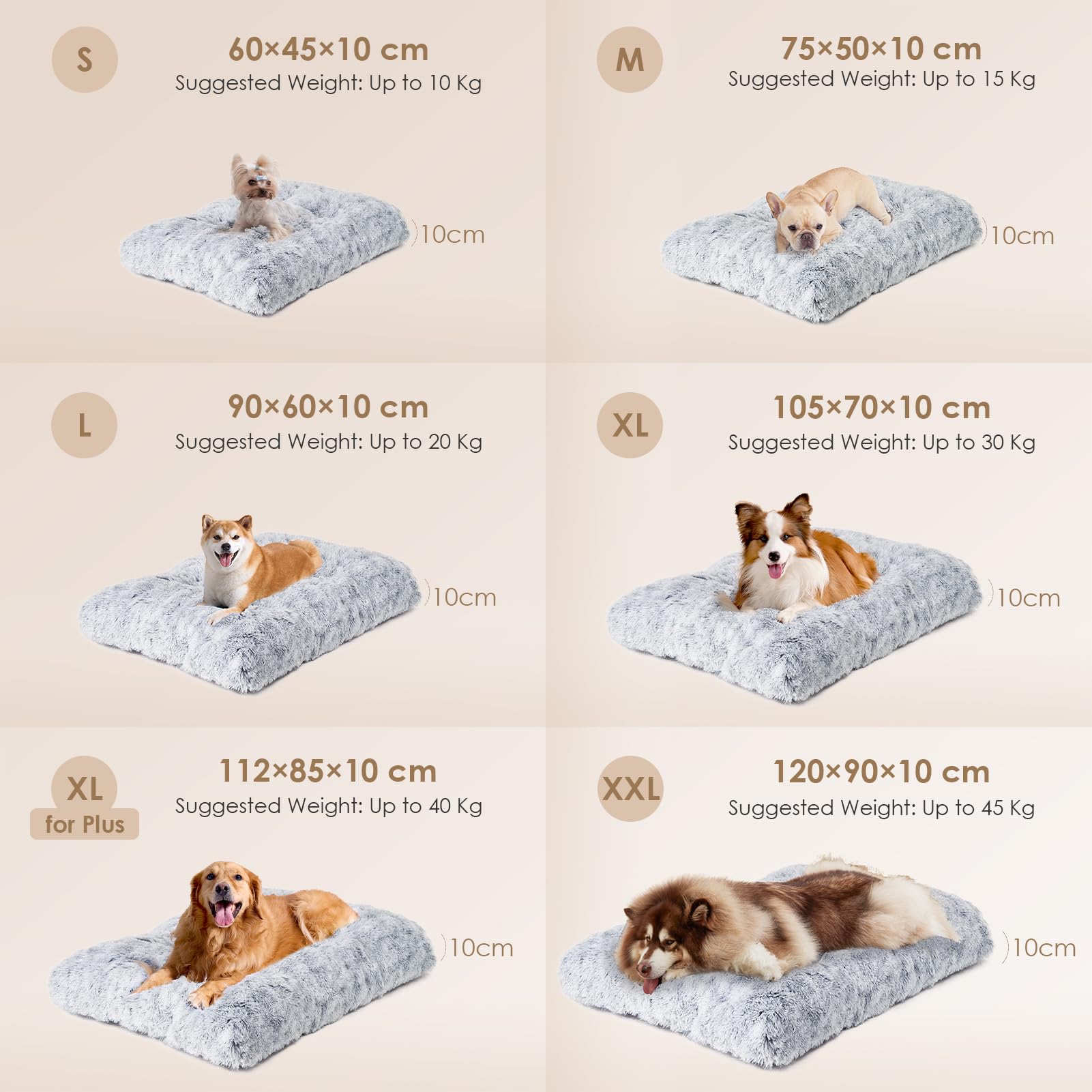 Cospaws Calming Crate Mat – Fluffy Washable Cushion with Anti-Slip Base (75x50cm)