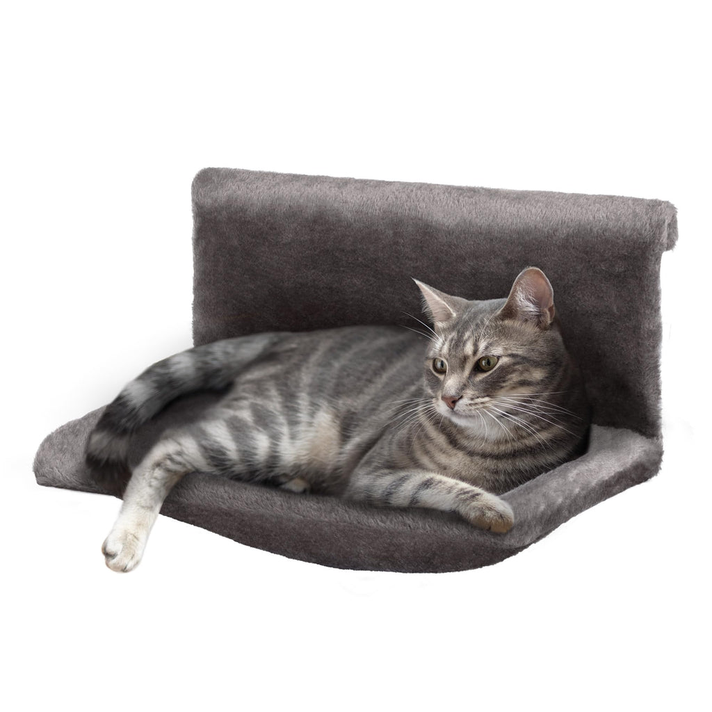 Cospaws Washable Radiator Cat Bed – Warm Grey Fleece Hammock (46x30x25cm)