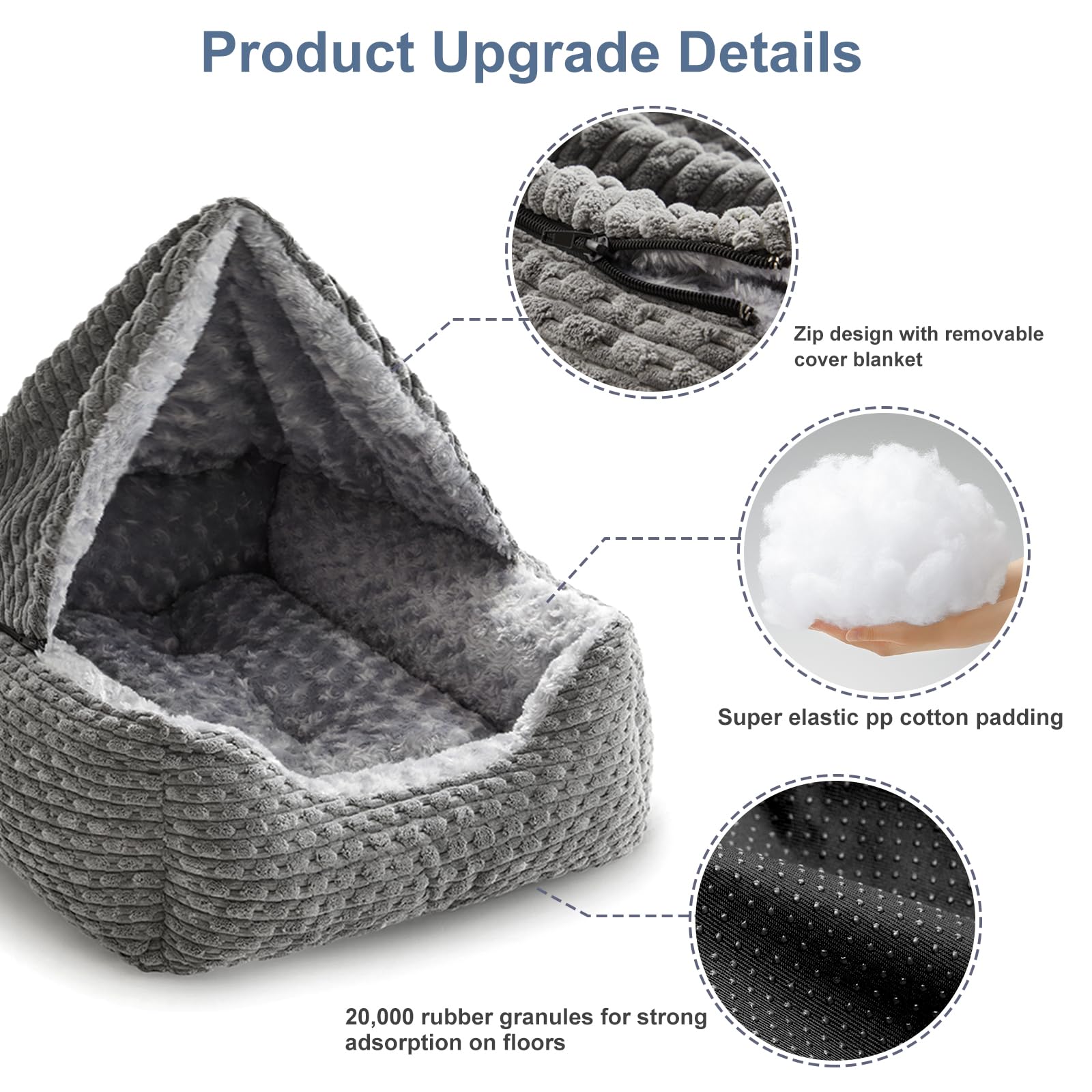 Cospaws Washable Dog Cave Bed – Hooded Anti-Anxiety Mat for French Bulldog (66x55cm)