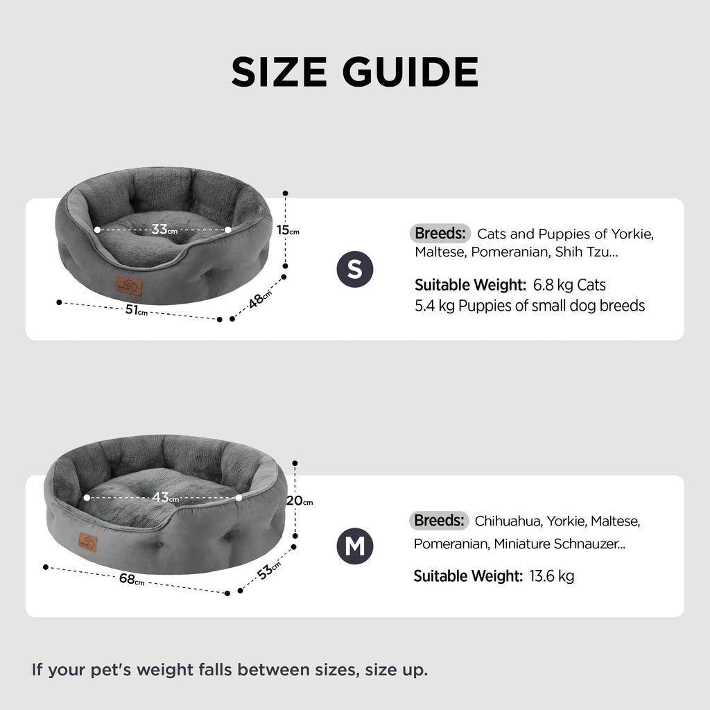 Cospaws Washable Round Cat Bed – Soft Fleece Reversible Cushion (51x48cm)