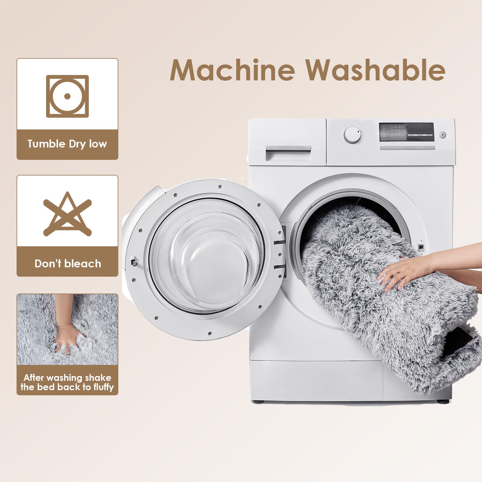 Cospaws Calming Crate Mat – Fluffy Washable Cushion with Anti-Slip Base (75x50cm)