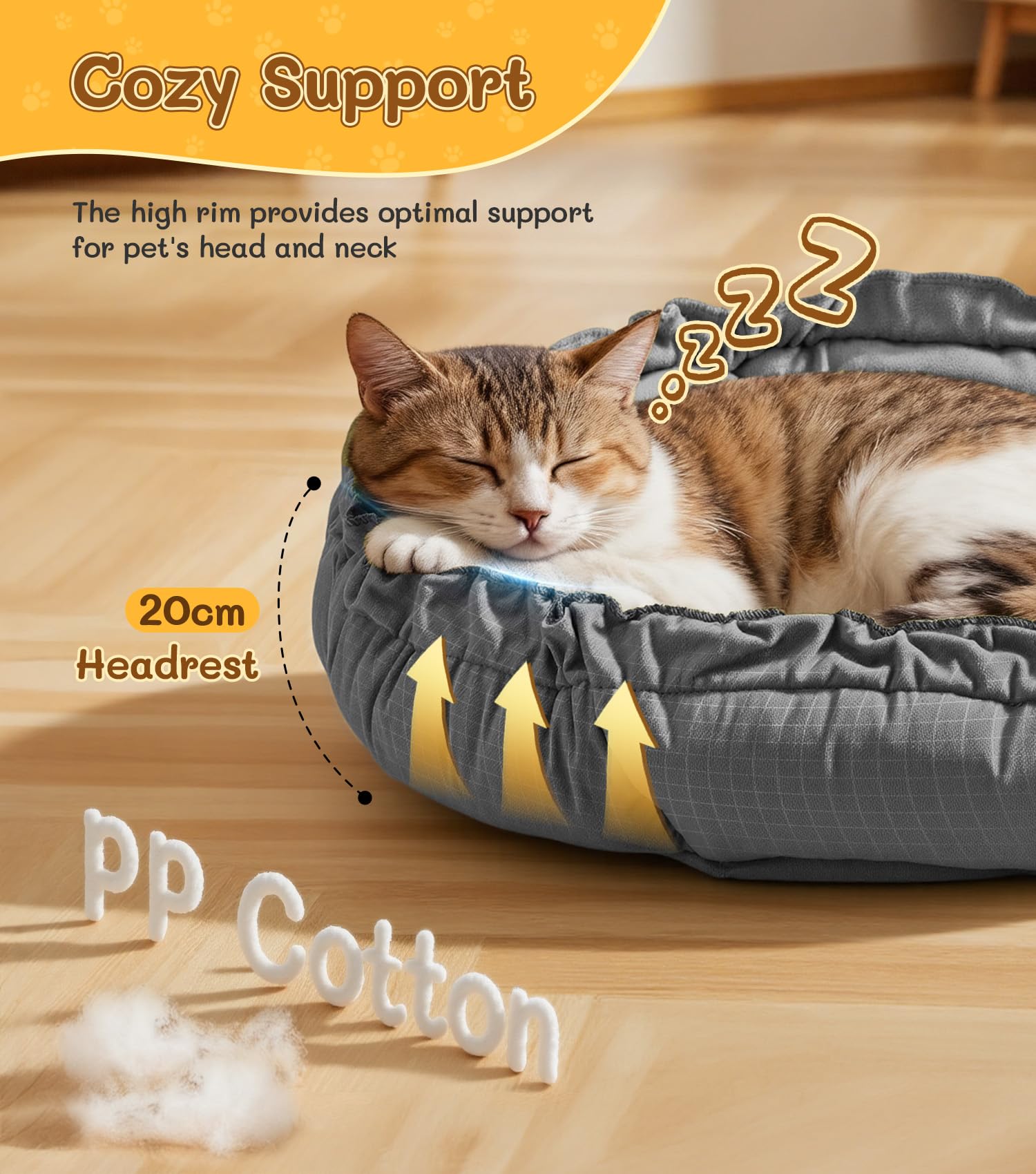 Cospaws Calming Pet Donut Bed – Soft Fluffy Reversible Design (50x50cm)