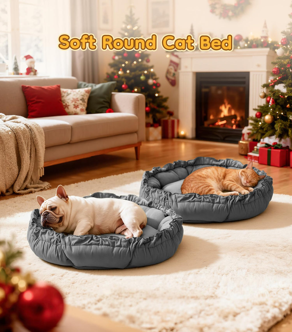 Cospaws Calming Pet Donut Bed – Soft Fluffy Reversible Design (50x50cm)