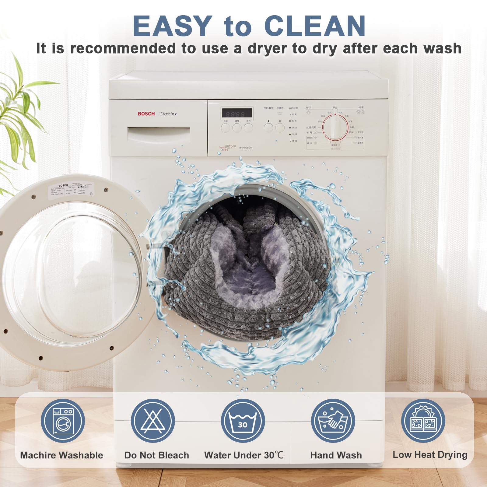 Cospaws Washable Dog Cave Bed – Hooded Anti-Anxiety Mat for French Bulldog (66x55cm)