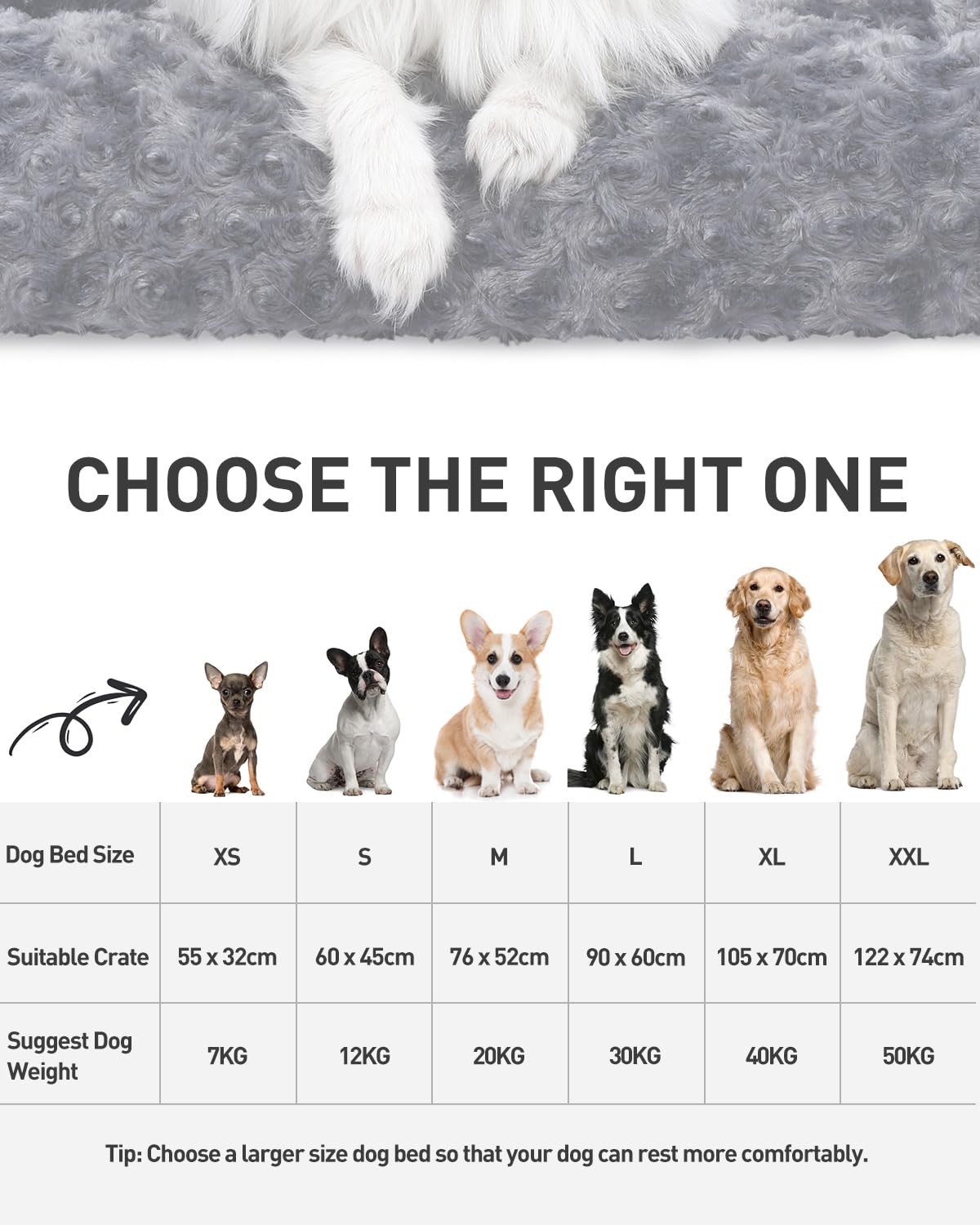 Cospaws Large Washable Dog Mat – Fluffy Anti-Anxiety Cushion (90x60cm)