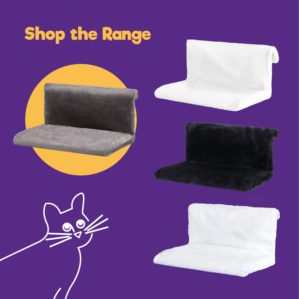 Cospaws Washable Radiator Cat Bed – Warm Grey Fleece Hammock (46x30x25cm)