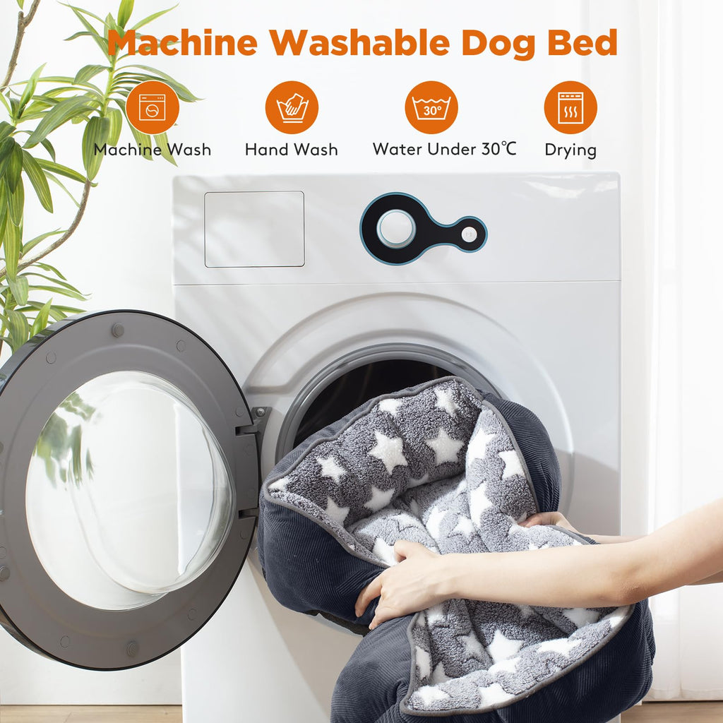 Cospaws Cosy Washable Pet Bed – Super Soft Grey Rectangle Cushion (64x53cm)