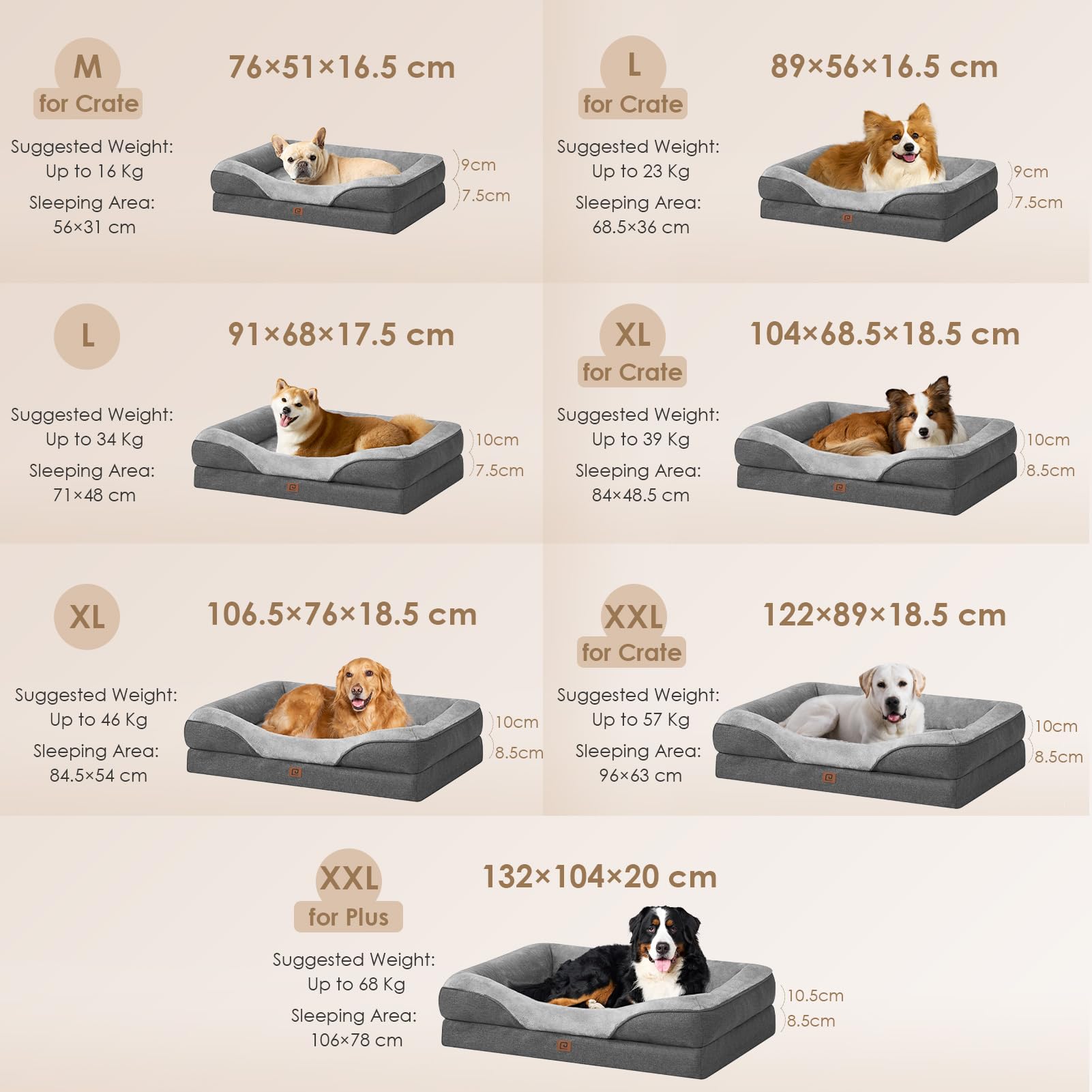 Cospaws Large Memory Foam Orthopedic Dog Sofa – Washable Dark Grey Bed (91x68cm)