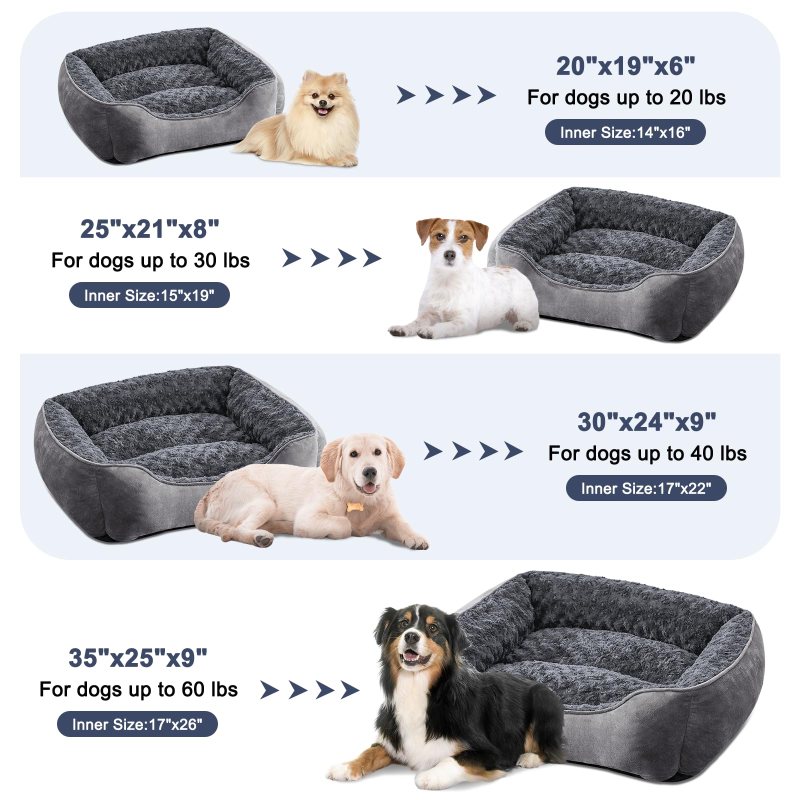 Cospaws Washable Pet Bed – Soft Plush Rectangle Anti-Anxiety Mat with Non-Slip Base