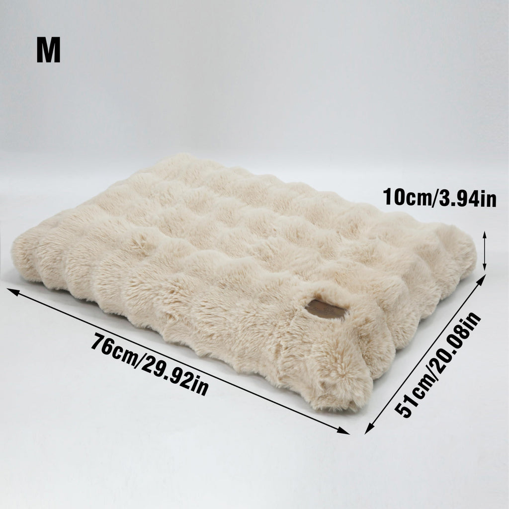 Cospaws Washable Pet Crate Mat – Fluffy Beige Cushion with Water-Resistant Cover