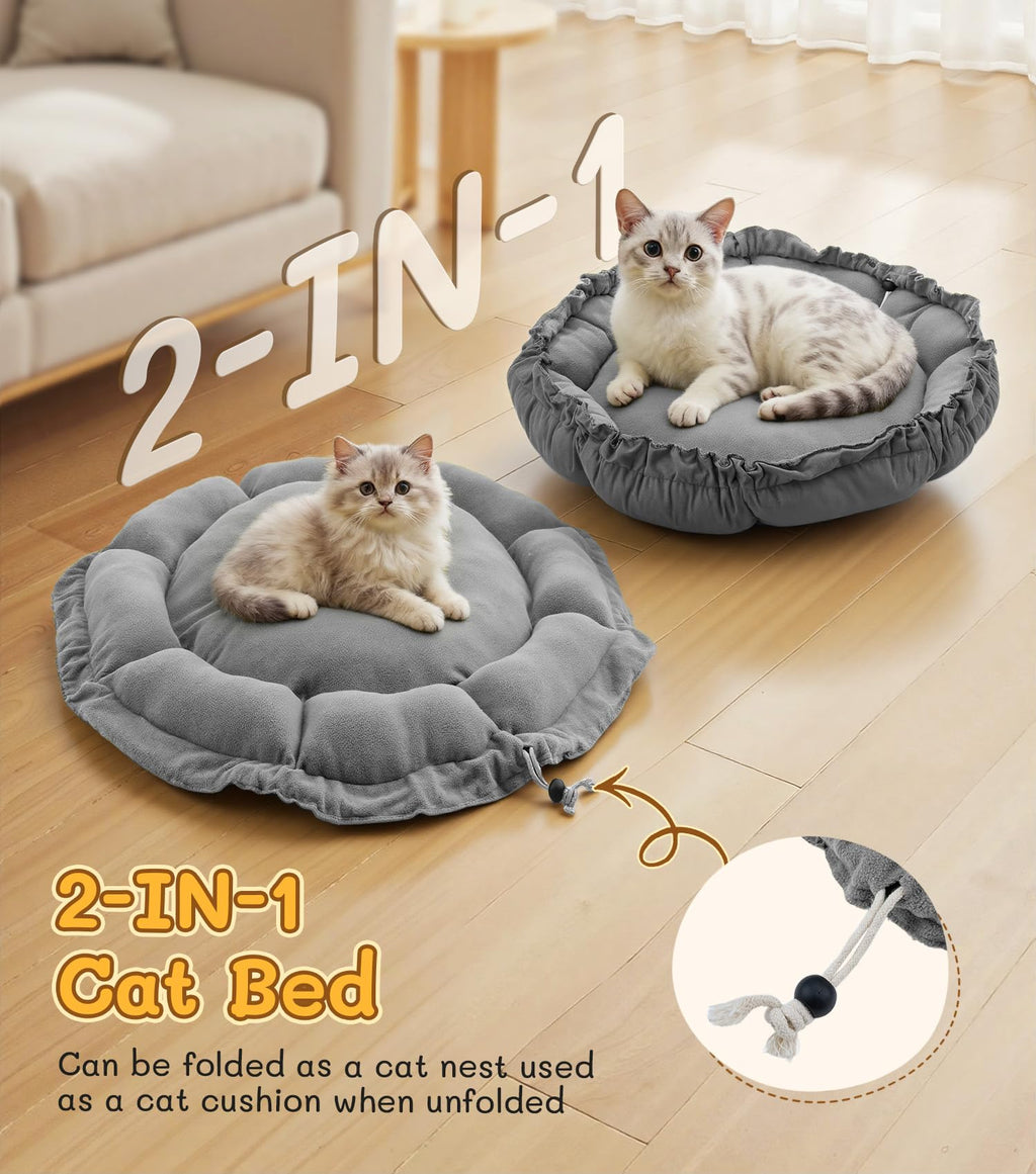 Cospaws Calming Pet Donut Bed – Soft Fluffy Reversible Design (50x50cm)