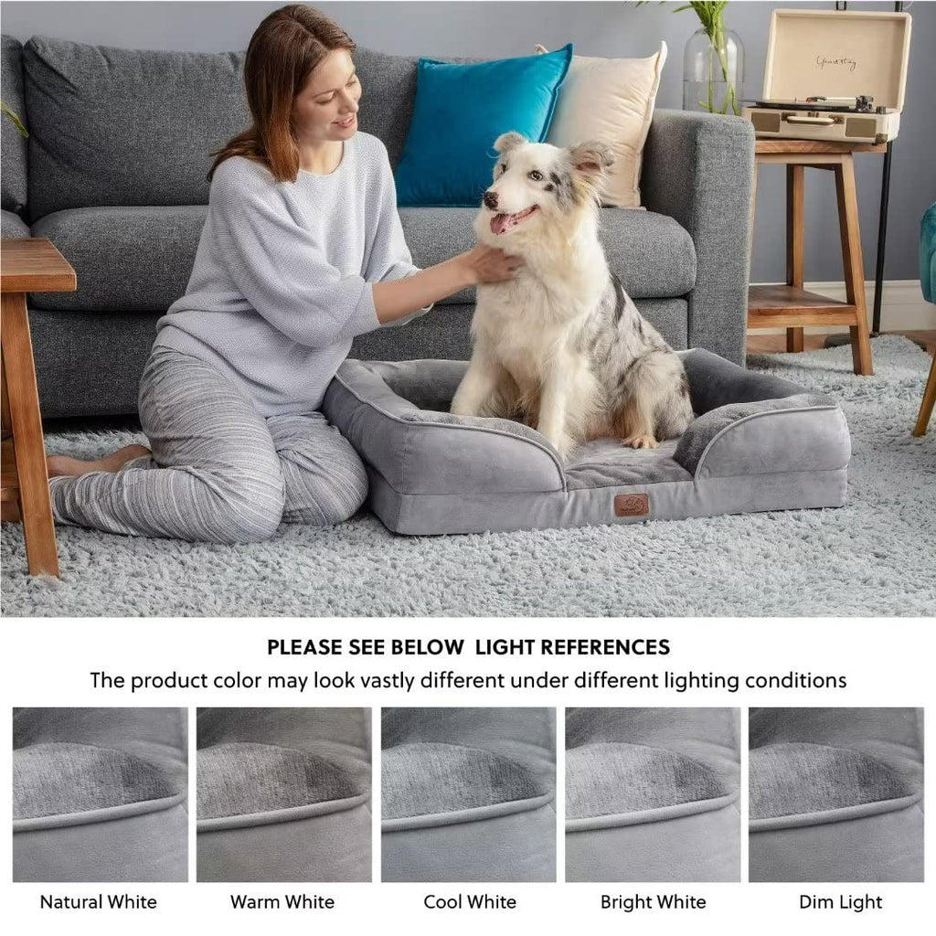 Cospaws Large Orthopedic Dog Sofa – Washable Flannel Cover with U-Bolster (89x63cm)