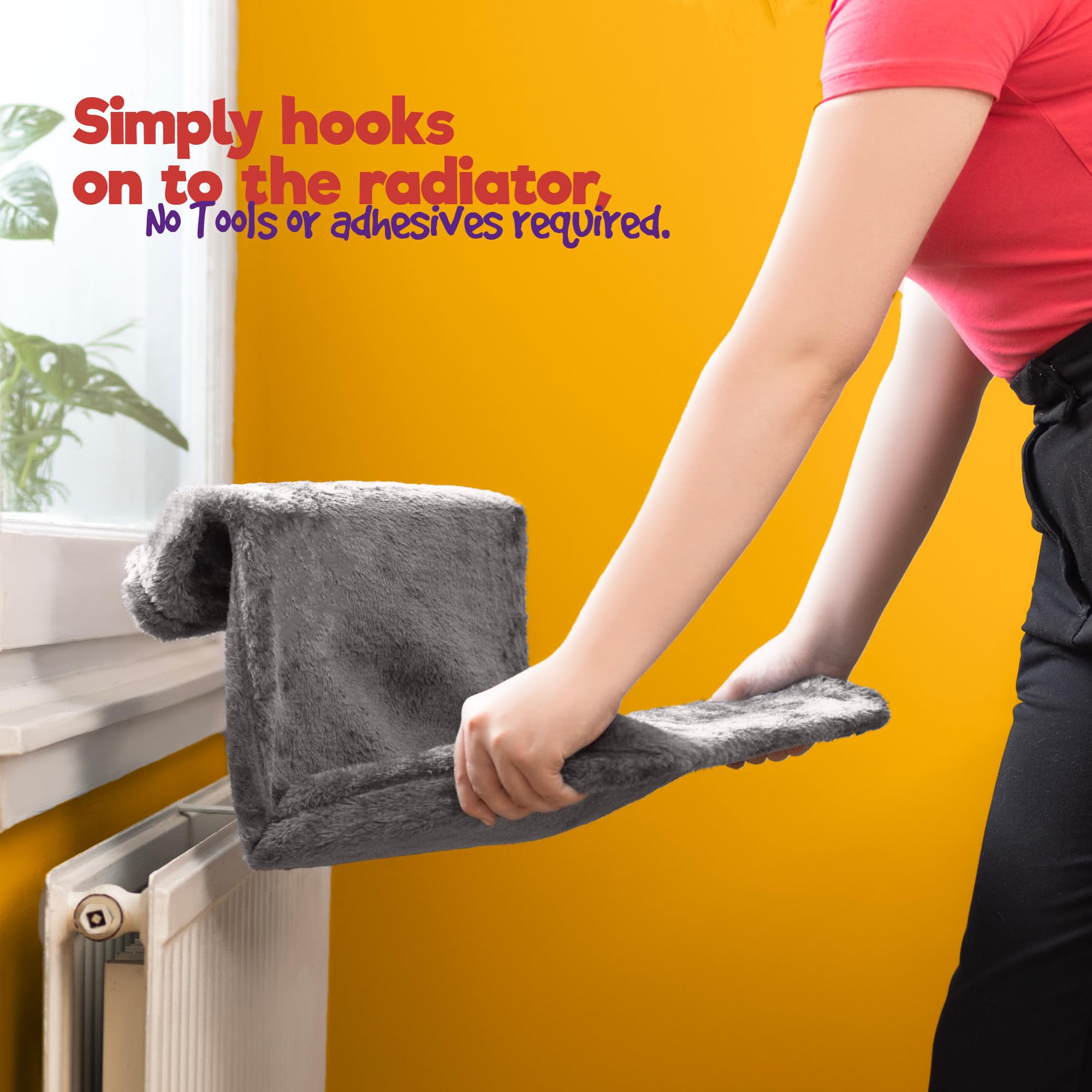 Cospaws Washable Radiator Cat Bed – Warm Grey Fleece Hammock (46x30x25cm)