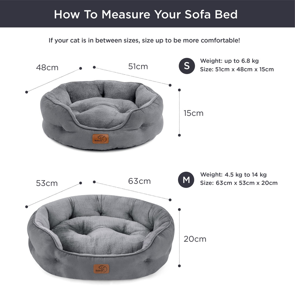 Cospaws Washable Round Cat Bed – Soft Fleece Reversible Cushion (51x48cm)