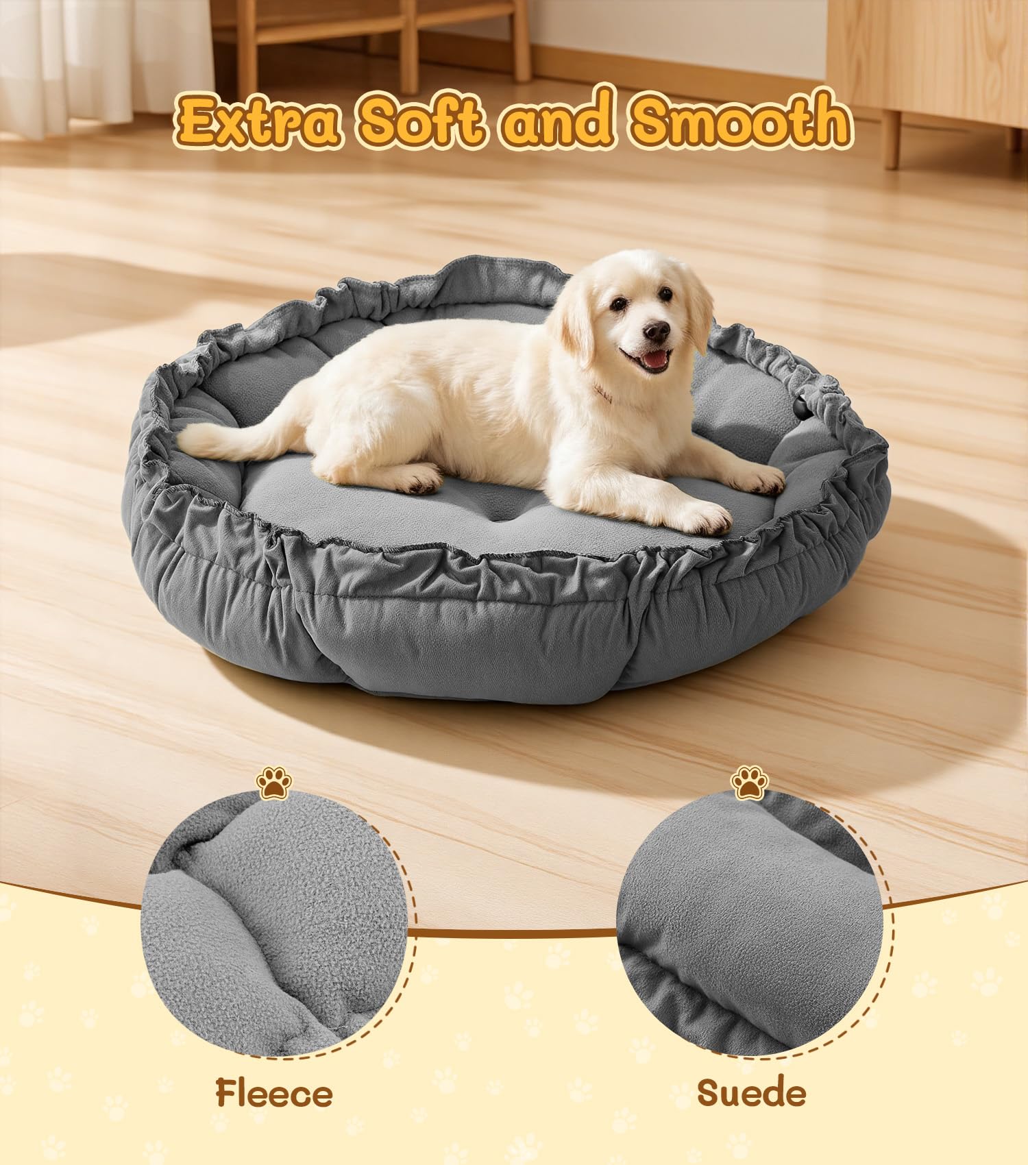 Cospaws Calming Pet Donut Bed – Soft Fluffy Reversible Design (50x50cm)