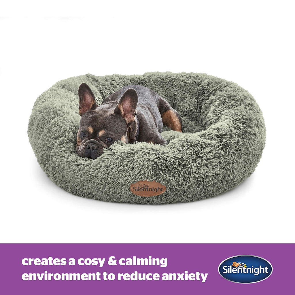Cospaws Calming Pet Donut Bed – Soft Fluffy Sage Green Pillow – Washable 85cm