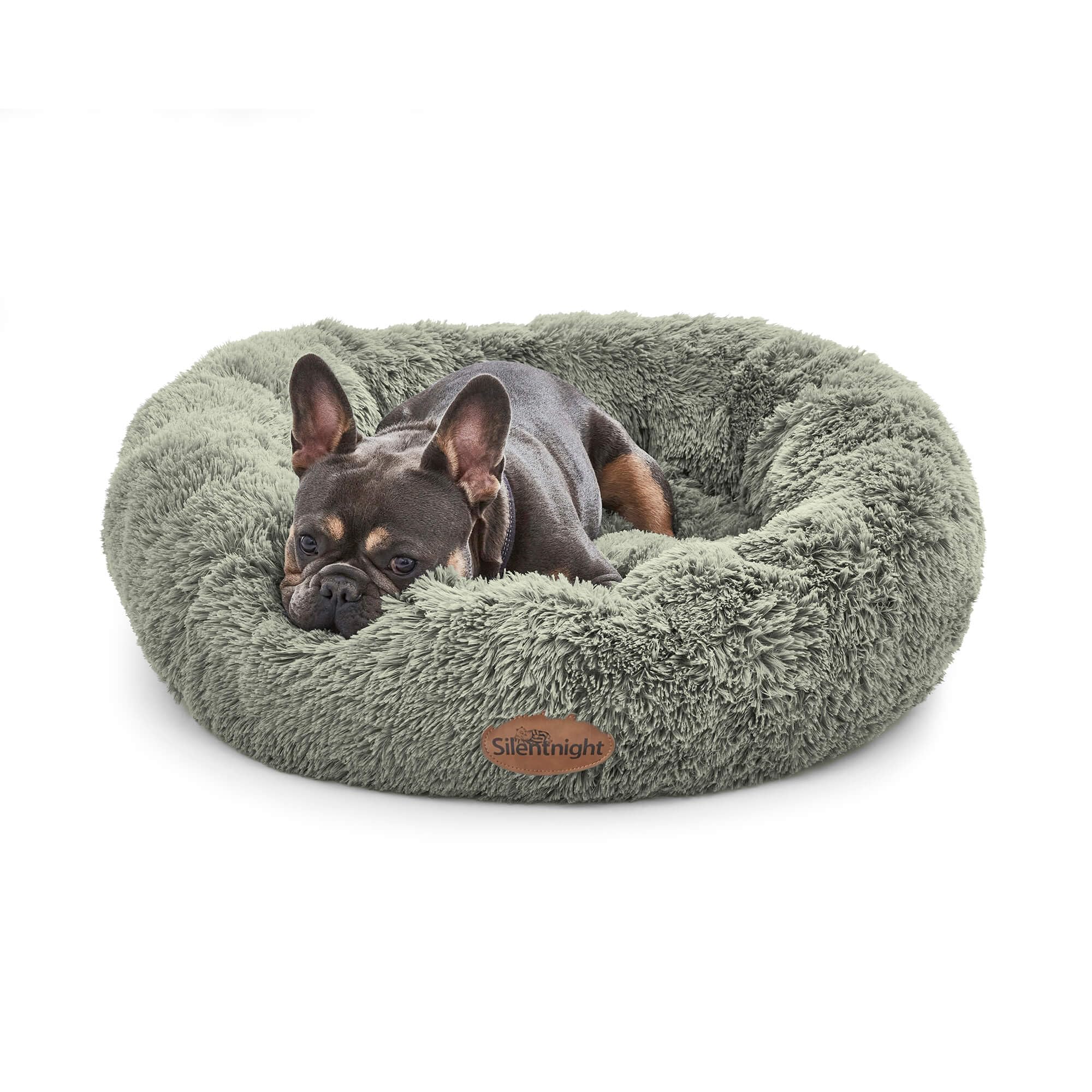 Cospaws Calming Pet Donut Bed – Soft Fluffy Sage Green Pillow – Washable 85cm