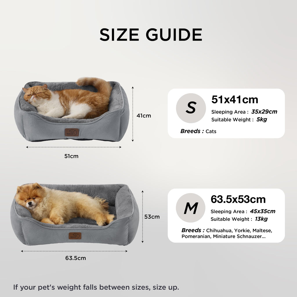 Cospaws Washable Pet Bed – Soft Grey Sherpa Bolster Cushion (51x41cm)