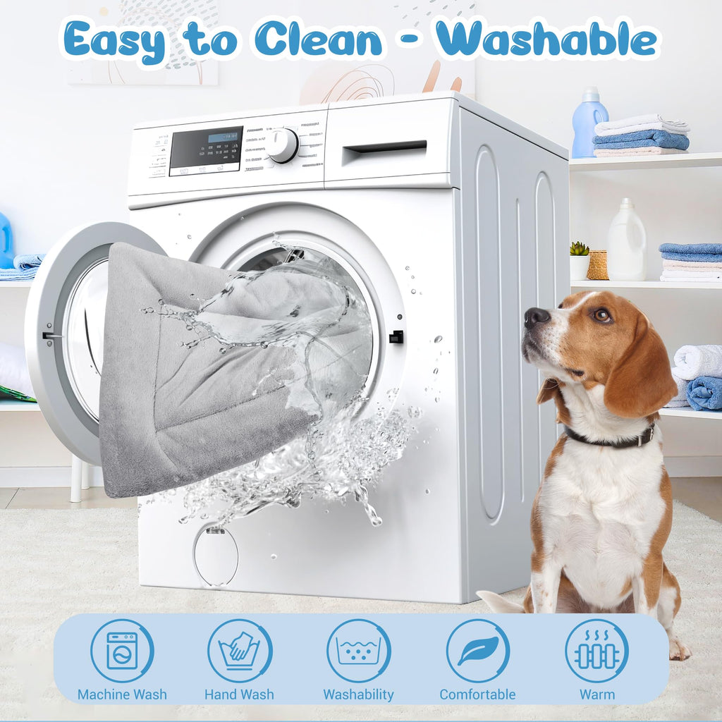 Cospaws Large Washable Pet Mat – Soft Warm Grey Cushion with Anti-Slip Base (90x60cm)