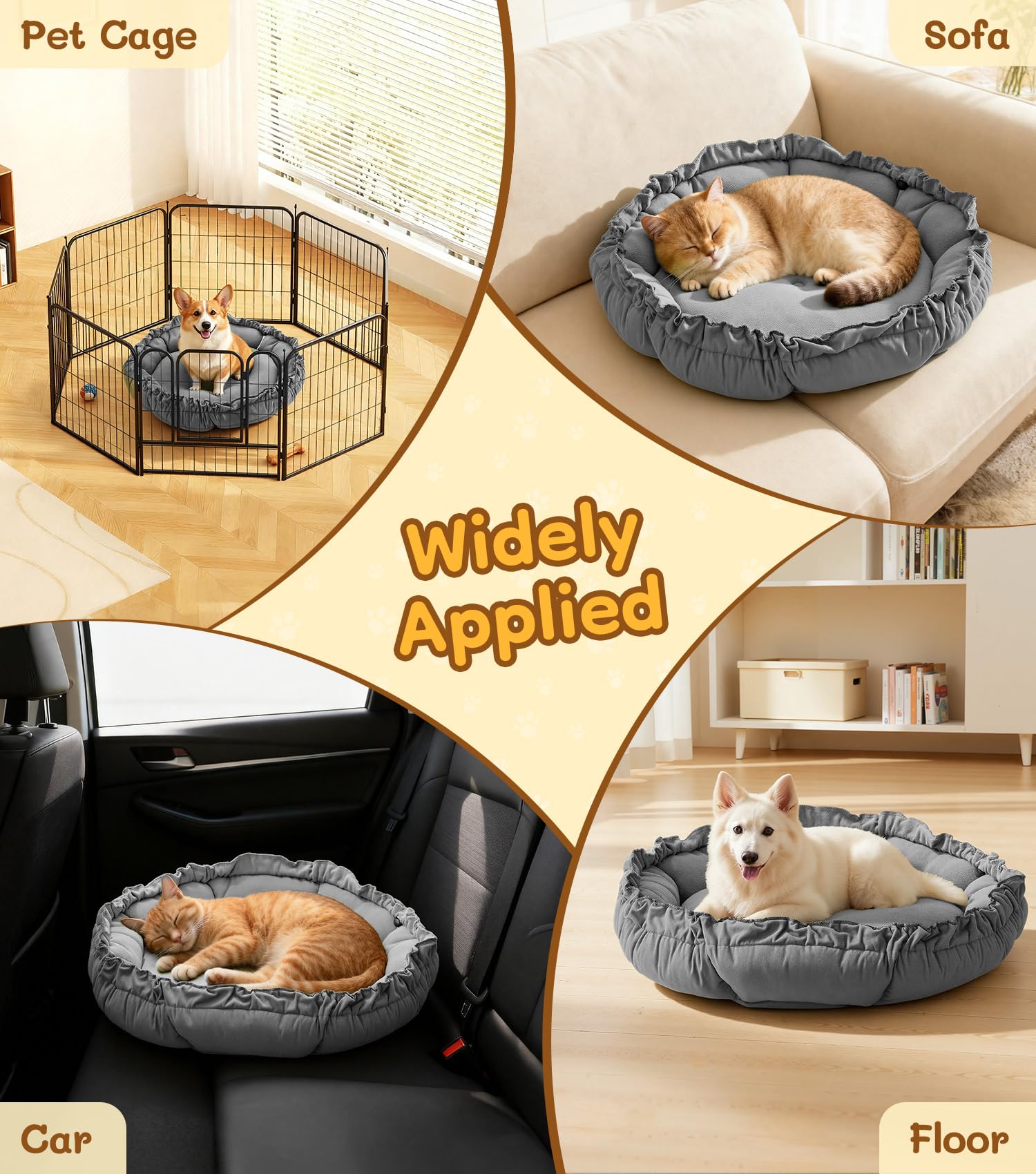 Cospaws Calming Pet Donut Bed – Soft Fluffy Reversible Design (50x50cm)