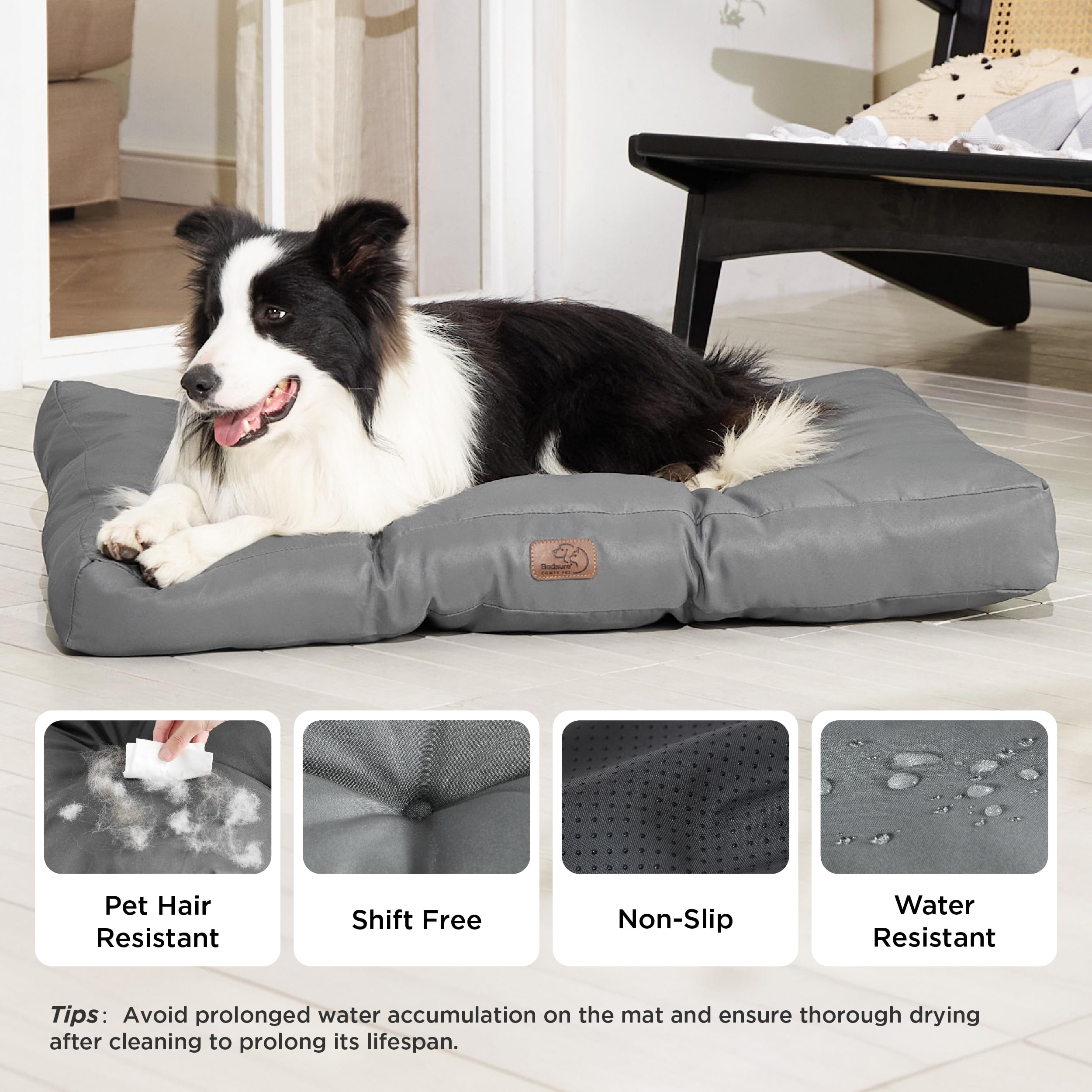 Cospaws Washable Large Dog Mat – Flat Water-Resistant Oxford Cushion (91x68cm)