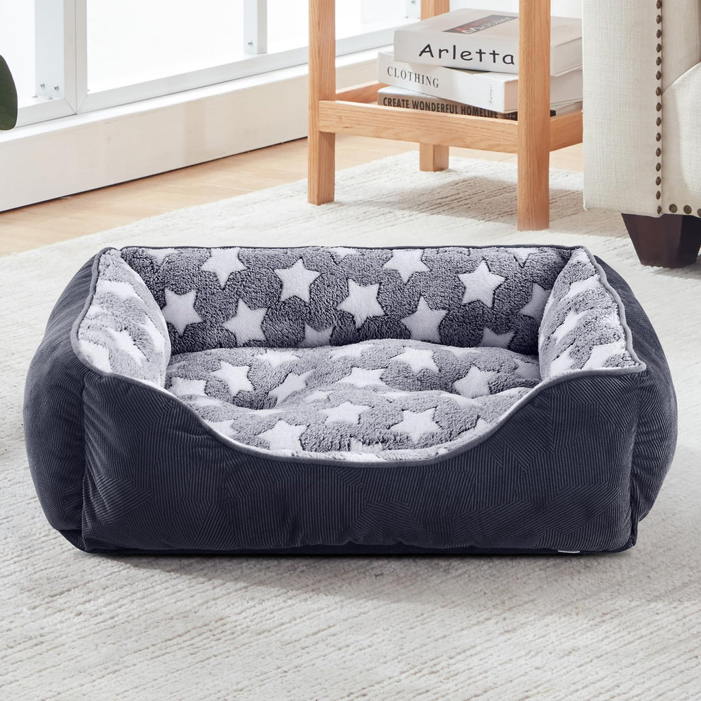 Cospaws Cosy Washable Pet Bed – Super Soft Grey Rectangle Cushion (64x53cm)